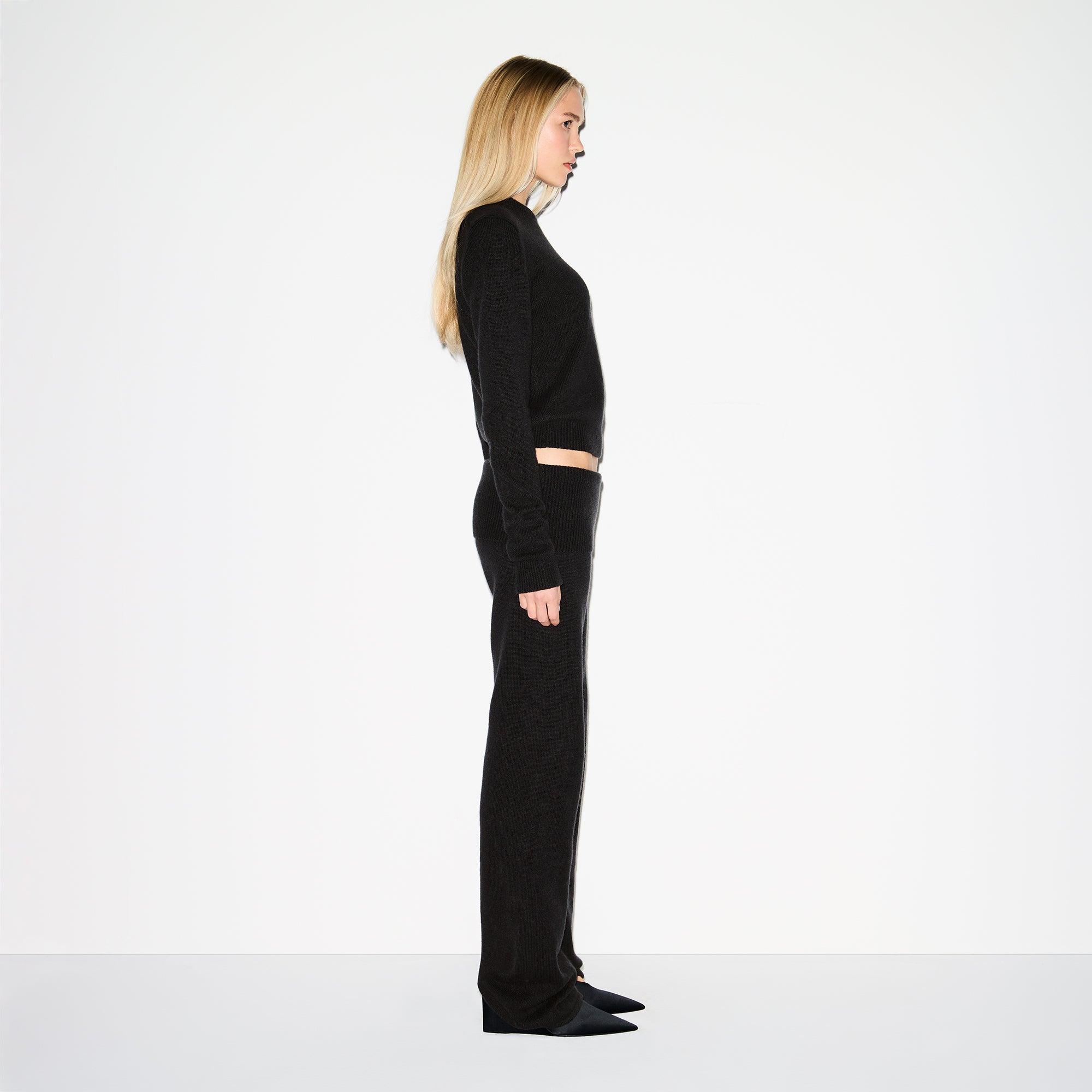 WOOL CASHMERE FOLDOVER PANT | ONYX - Image 3