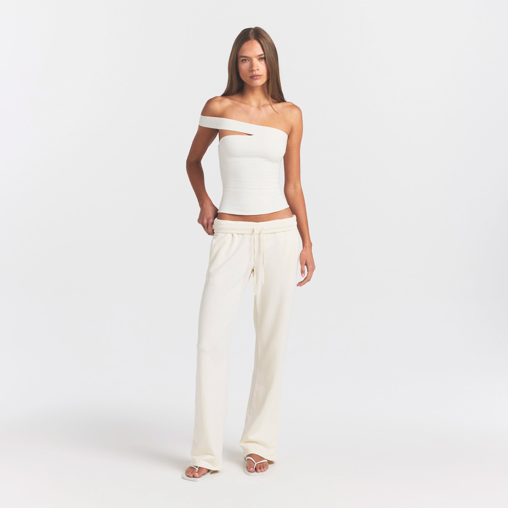 FRENCH TERRY STRAIGHT LEG PANT | ECRU - Image 2