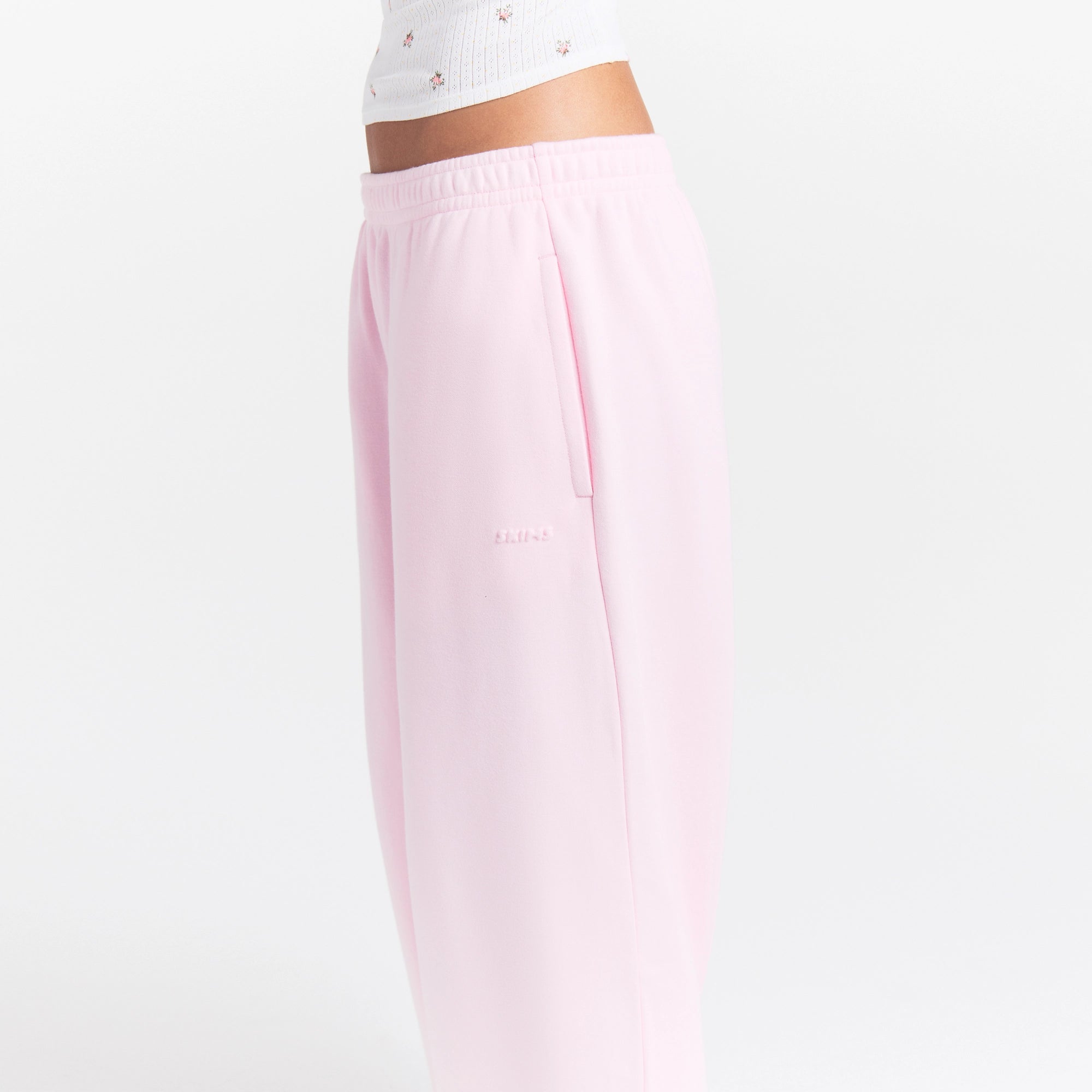 COTTON FLEECE OVERSIZED STRAIGHT LEG PANT | CHERRY BLOSSOM - Image 4