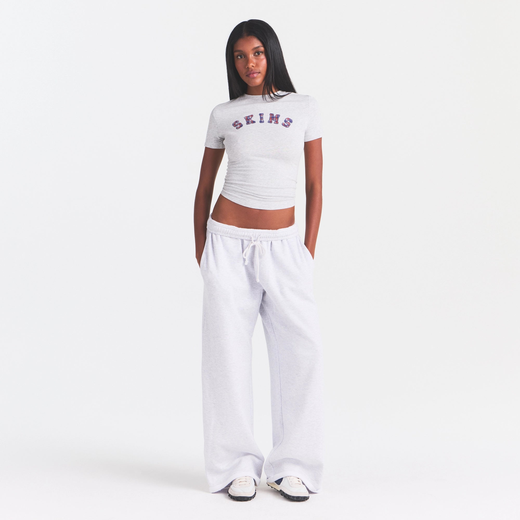 COTTON FLEECE OVERSIZED STRAIGHT LEG PANT | LIGHT HEATHER GREY - Image 2