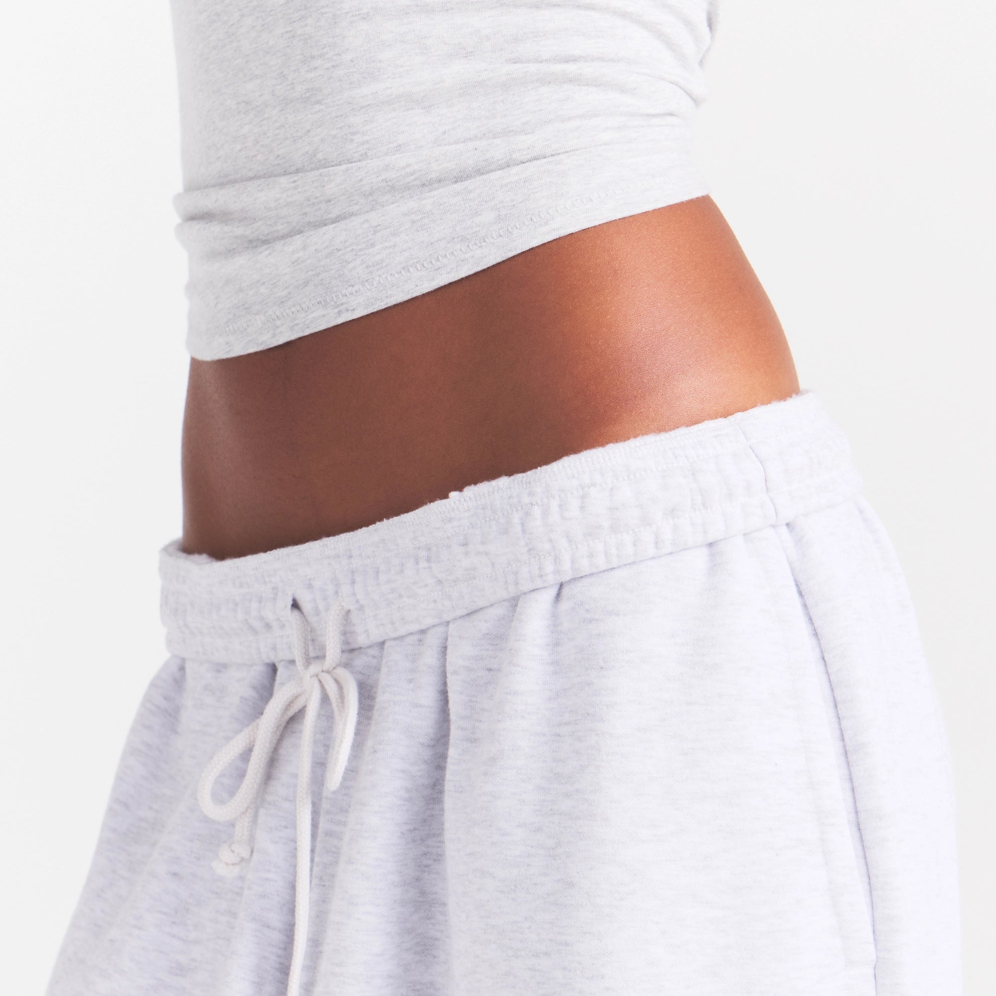 COTTON FLEECE OVERSIZED STRAIGHT LEG PANT | LIGHT HEATHER GREY - Image 3