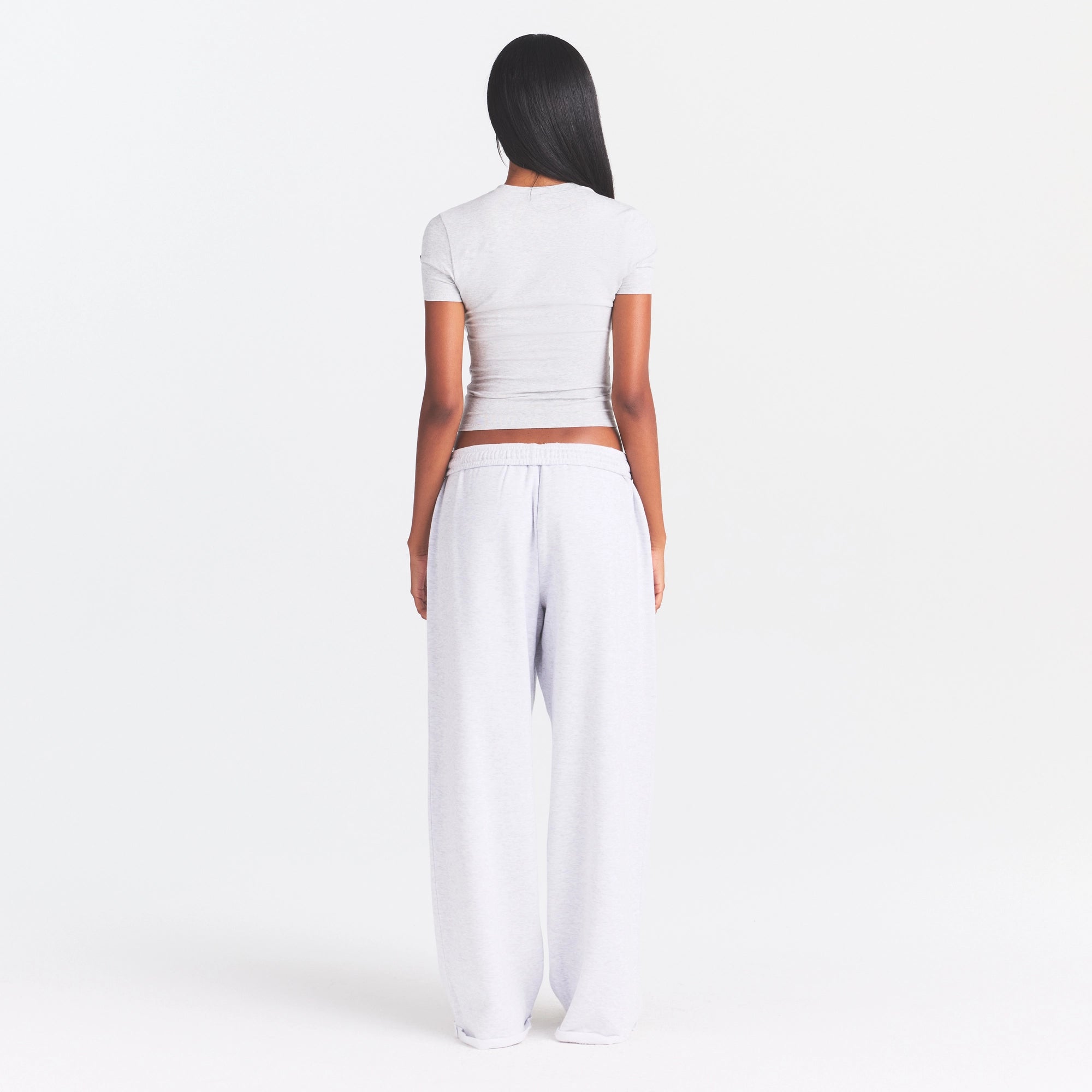 COTTON FLEECE OVERSIZED STRAIGHT LEG PANT | LIGHT HEATHER GREY - Image 5