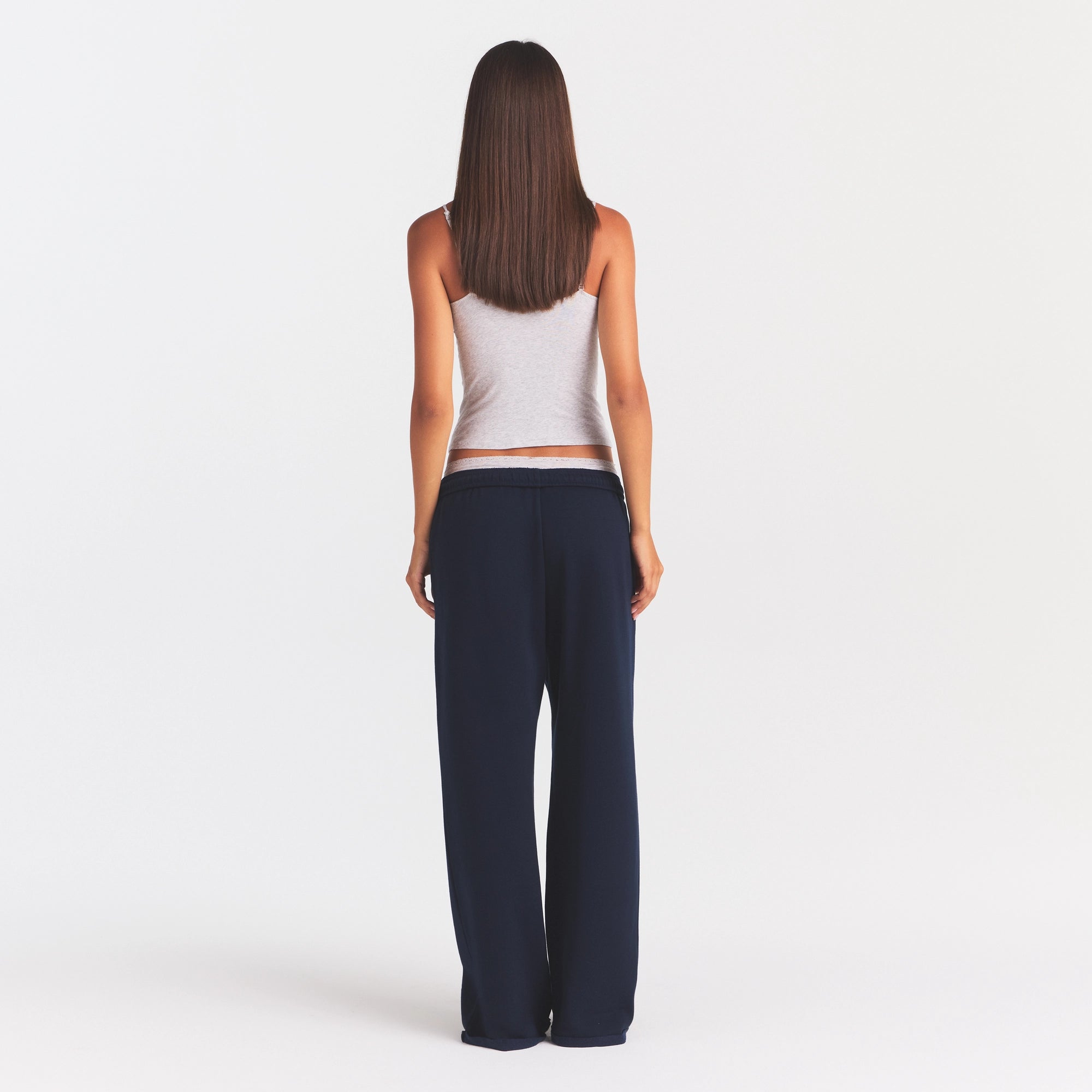 COTTON FLEECE OVERSIZED STRAIGHT LEG PANT | NAVY - Image 5