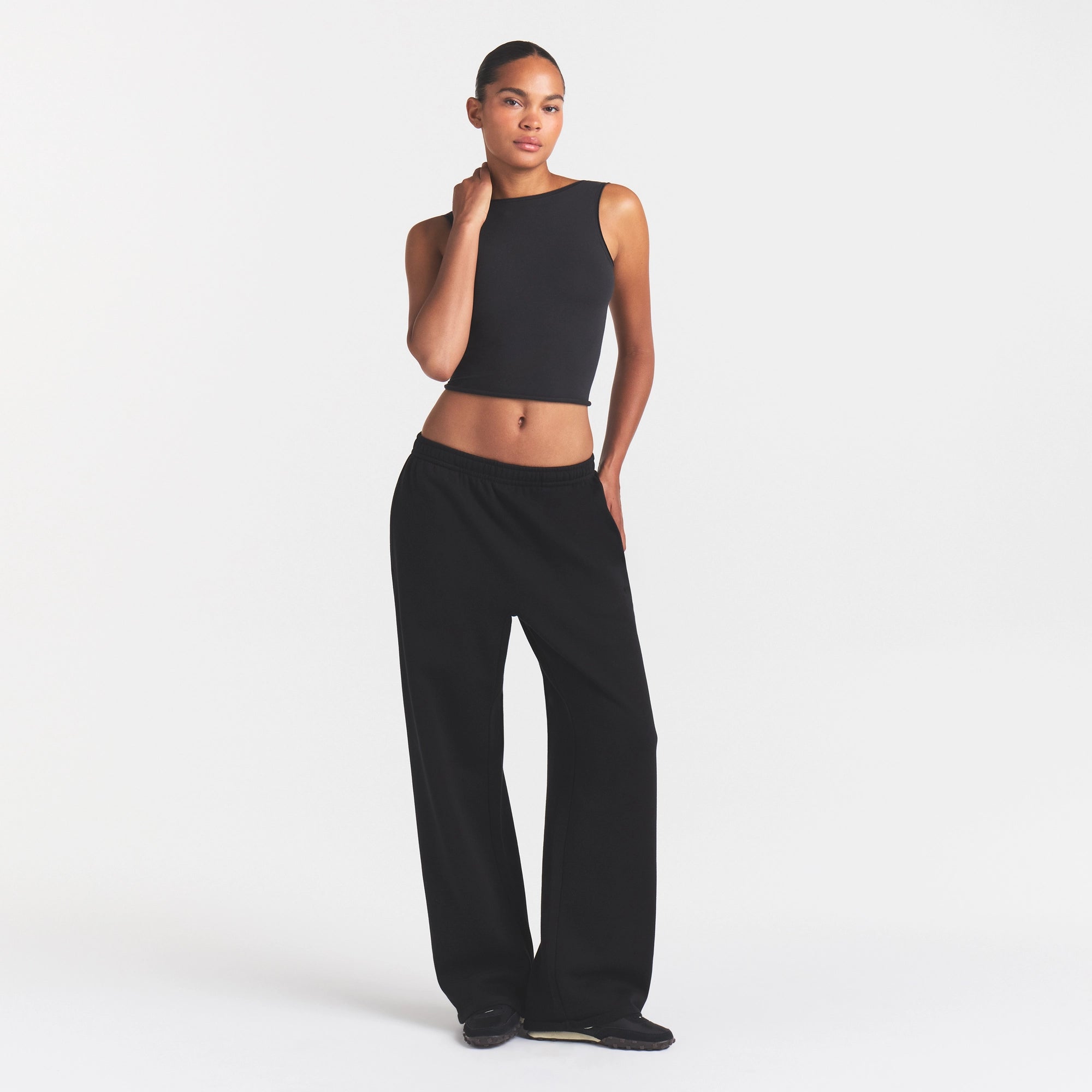 COTTON FLEECE OVERSIZED STRAIGHT LEG PANT | ONYX - Image 2