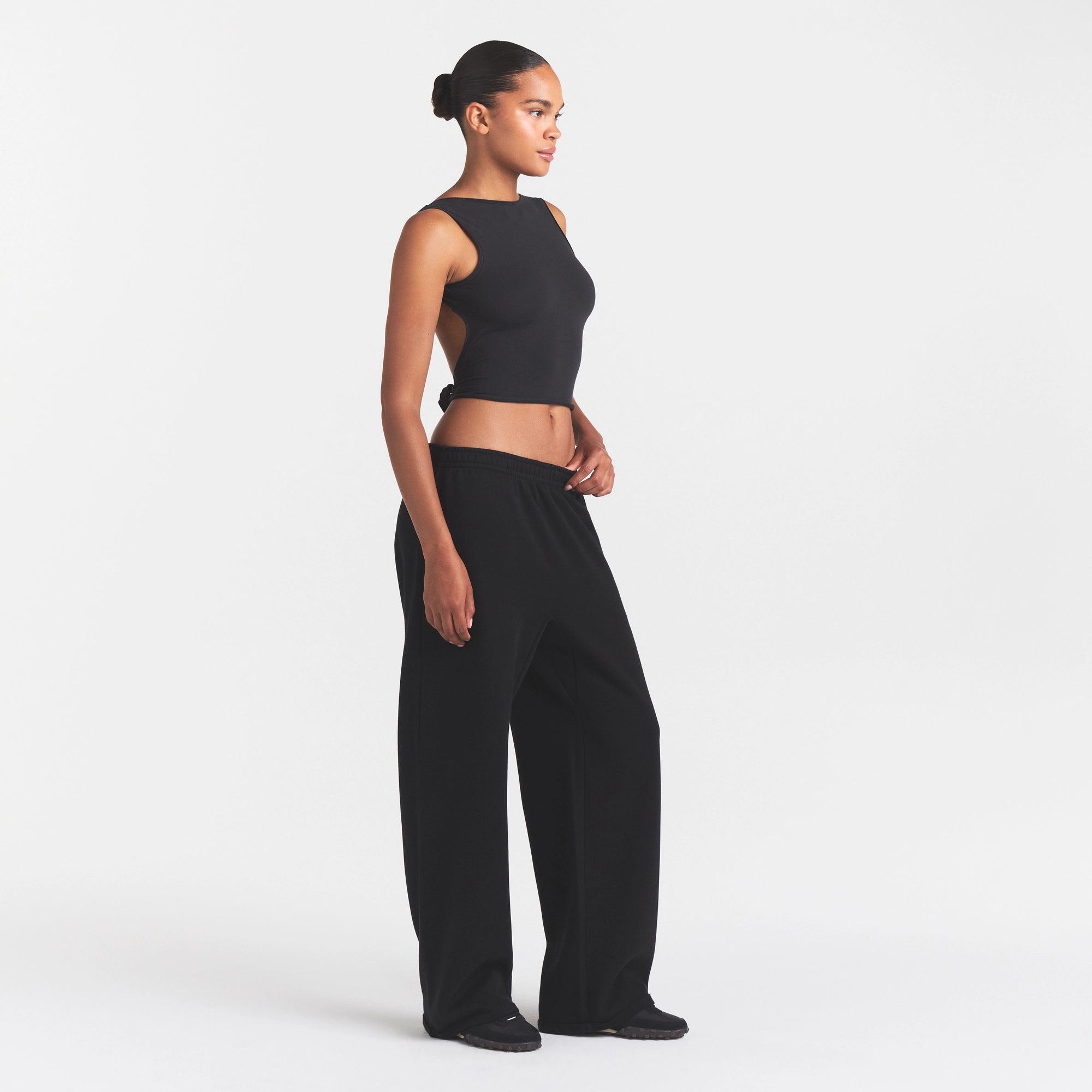COTTON FLEECE OVERSIZED STRAIGHT LEG PANT | ONYX - Image 3