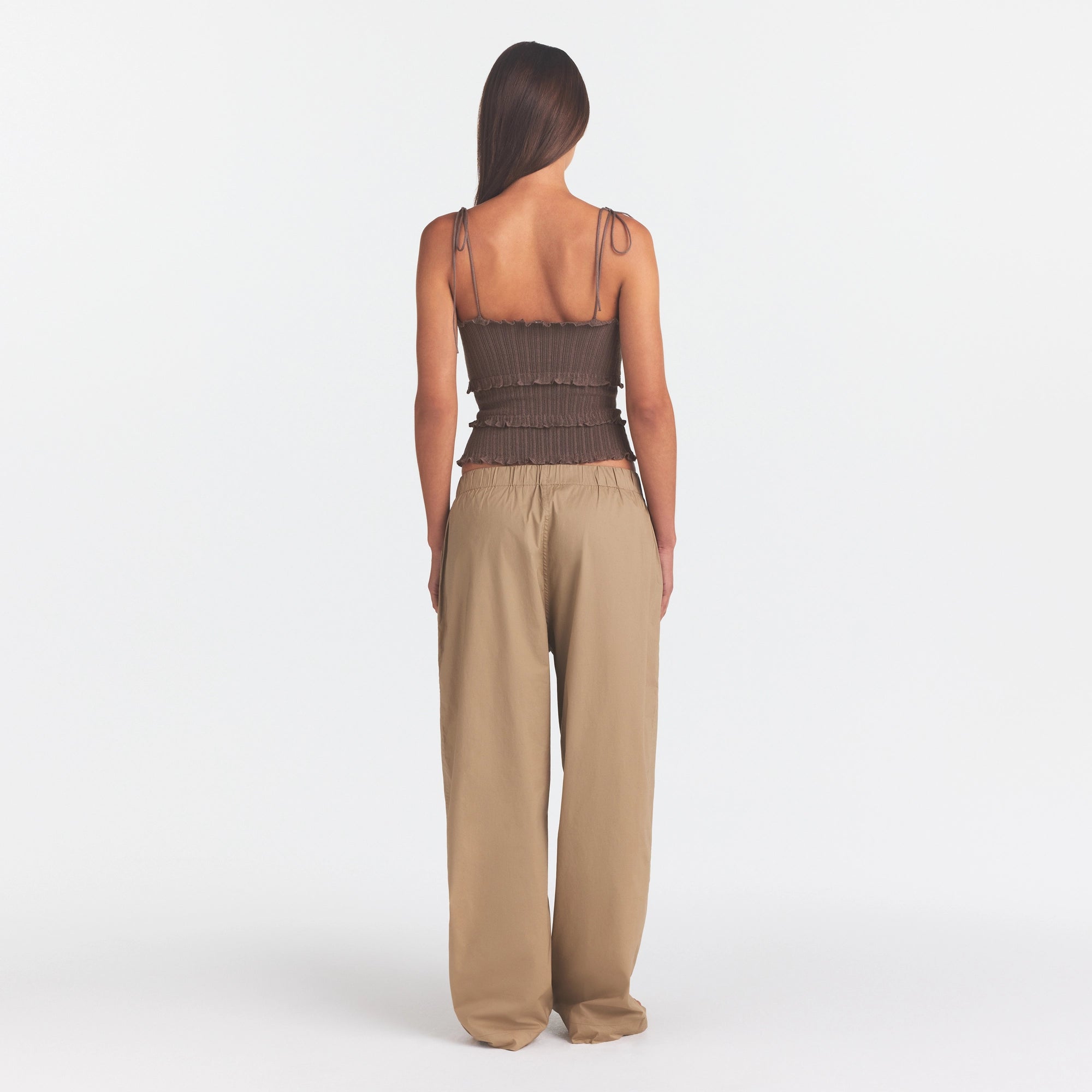 WOVEN COTTON OVERSIZED STRAIGHT LEG PANT | DESERT - Image 4