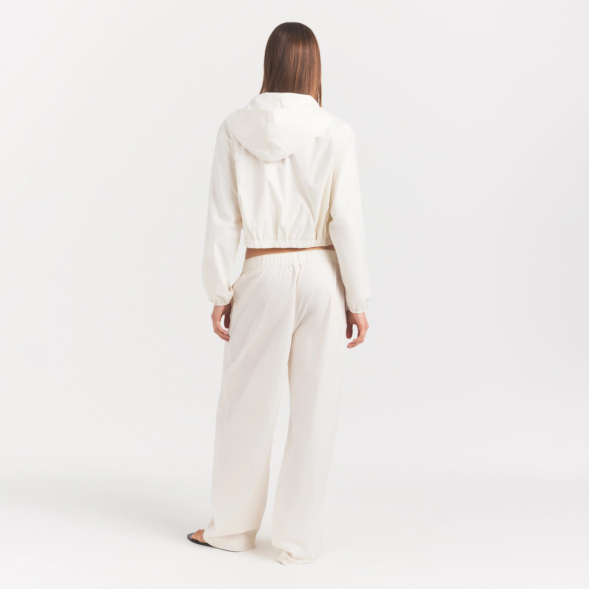 WOVEN COTTON OVERSIZED STRAIGHT LEG PANT | EGRET - Image 4