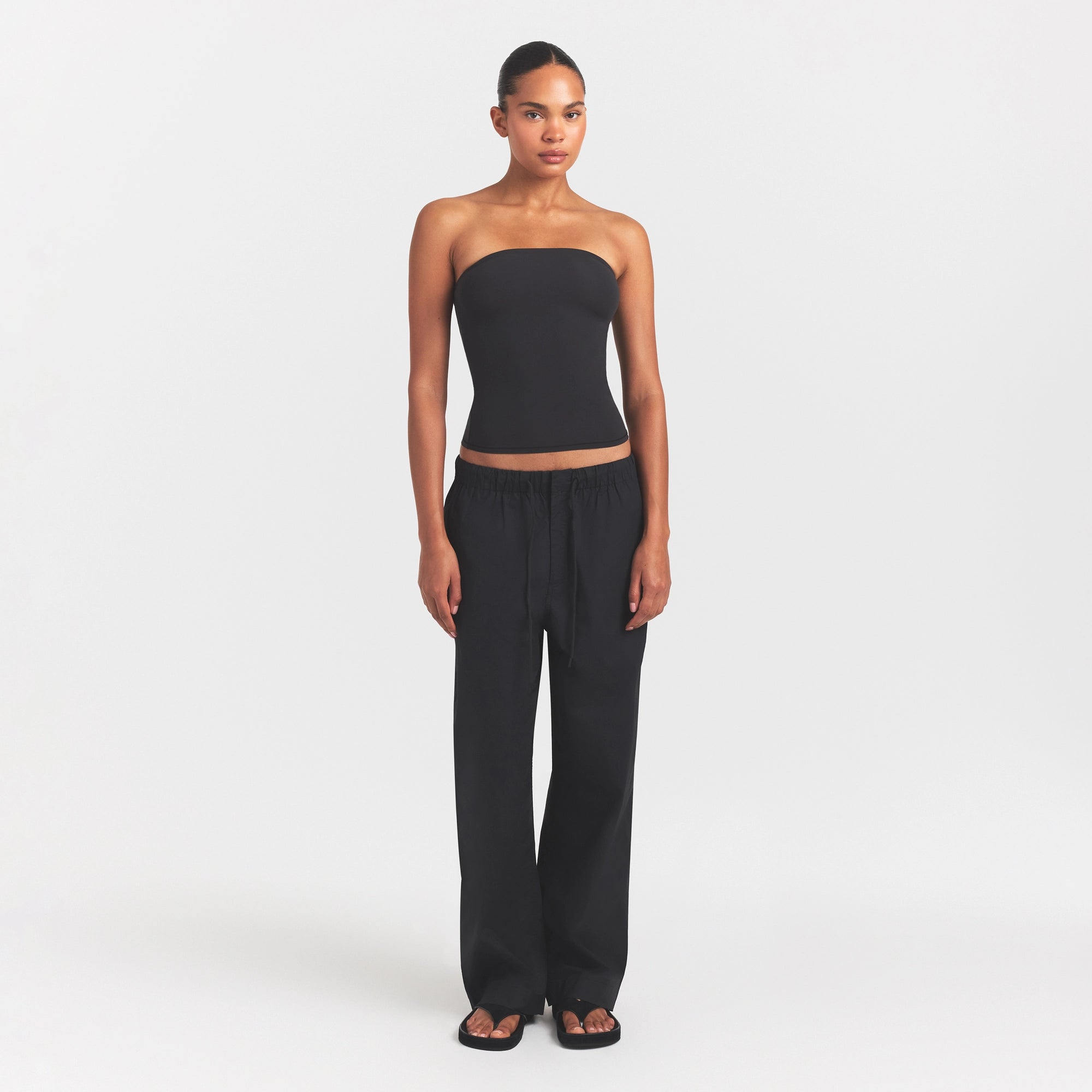 WOVEN COTTON OVERSIZED STRAIGHT LEG PANT | ONYX - Image 2