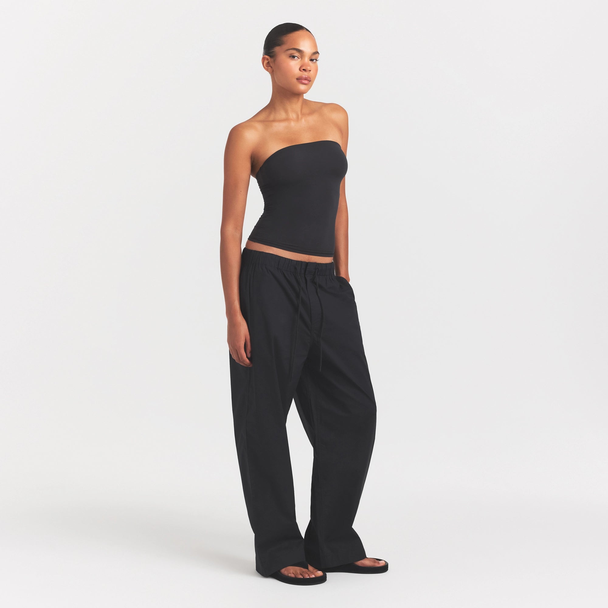 WOVEN COTTON OVERSIZED STRAIGHT LEG PANT | ONYX - Image 4