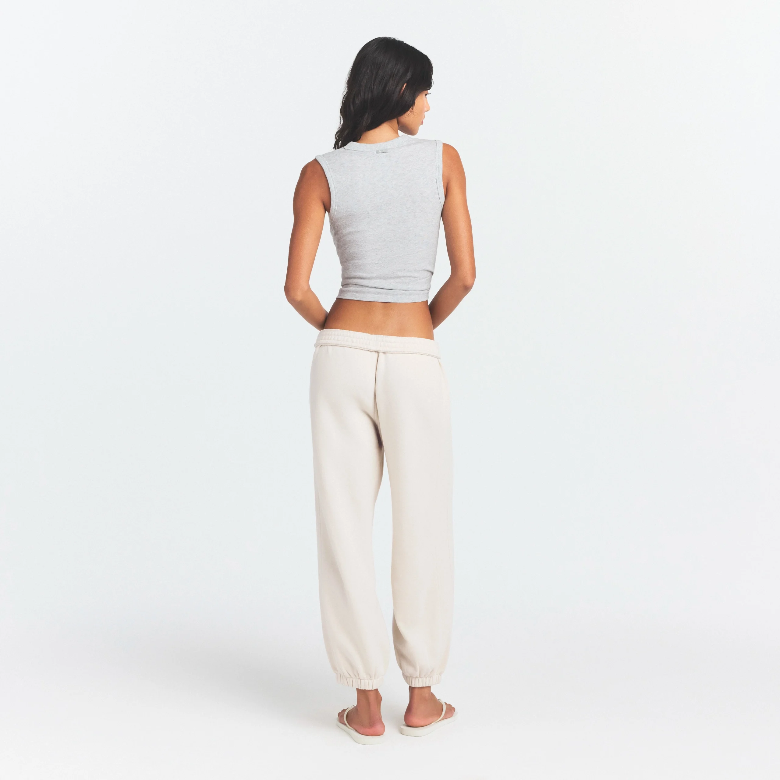 DRAPEY FRENCH TERRY CROPPED JOGGER | BUFF - Image 5