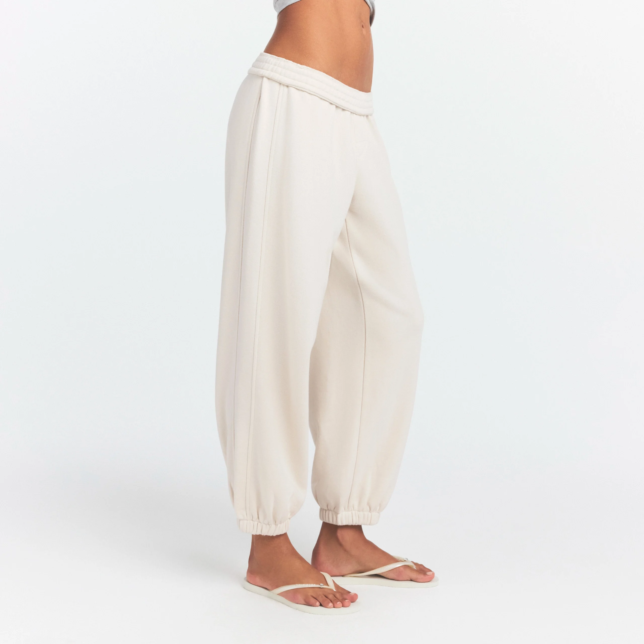 DRAPEY FRENCH TERRY CROPPED JOGGER | BUFF - Image 4