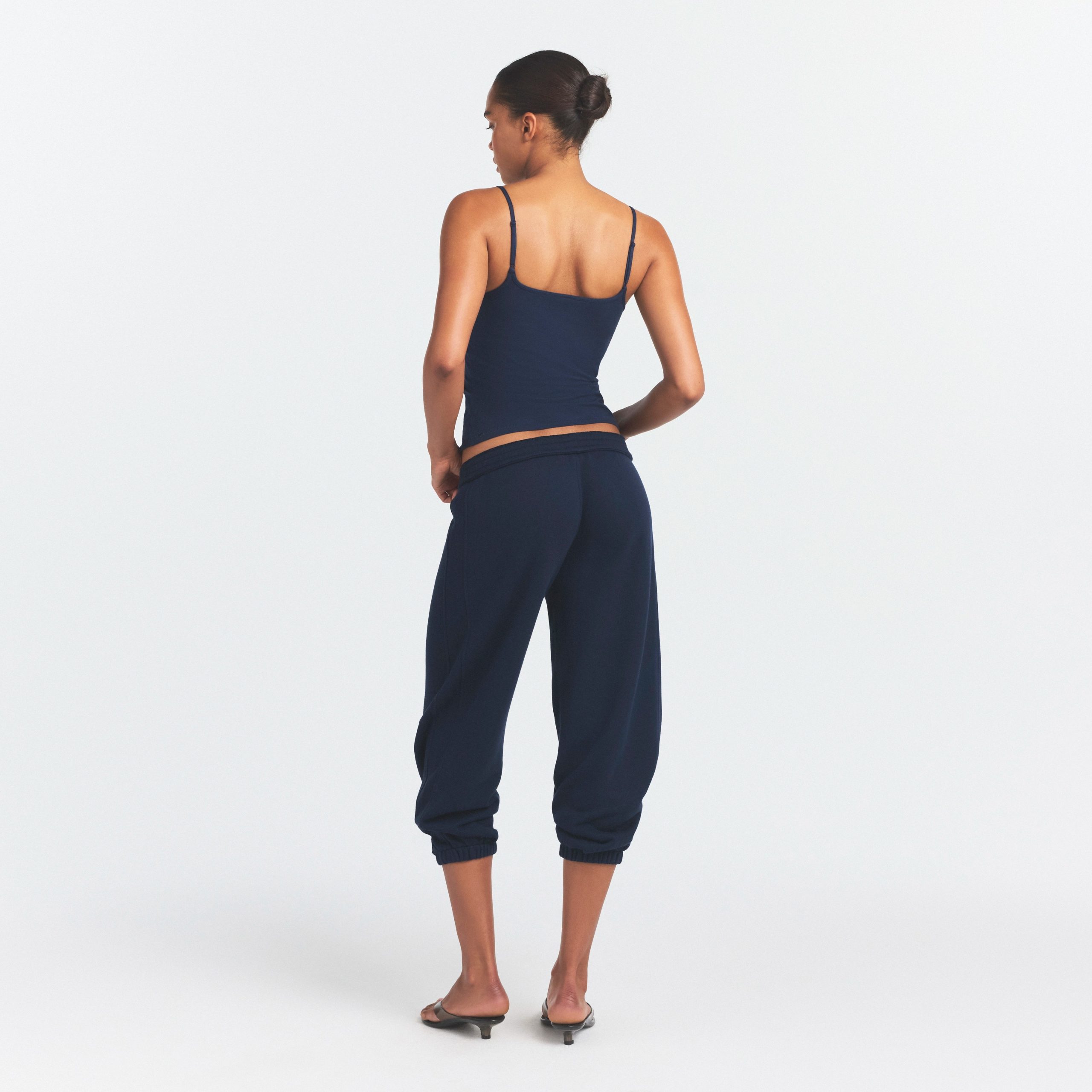 DRAPEY FRENCH TERRY CROPPED JOGGER | NAVY - Image 5