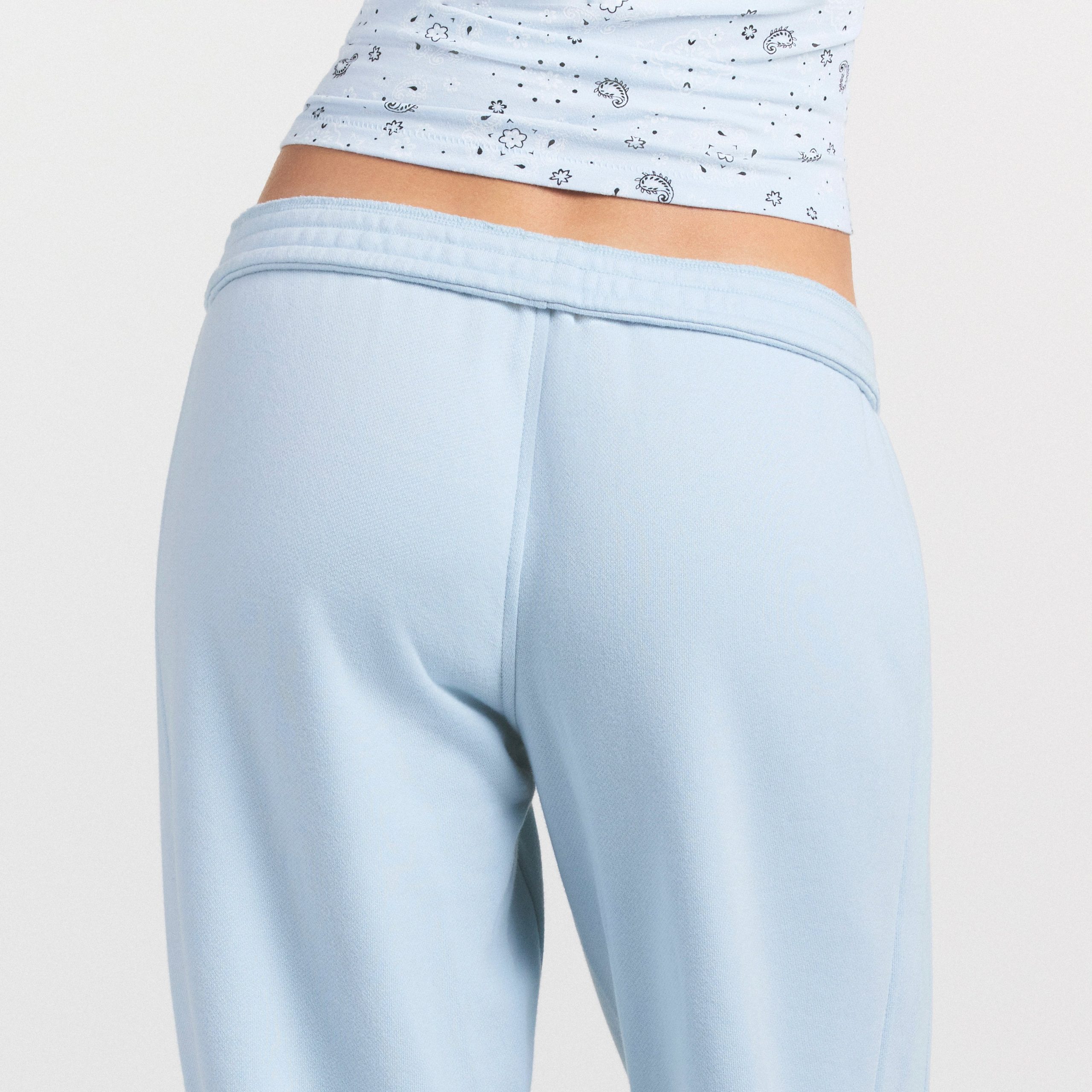 DRAPEY FRENCH TERRY CROPPED JOGGER | POWDER BLUE - Image 4