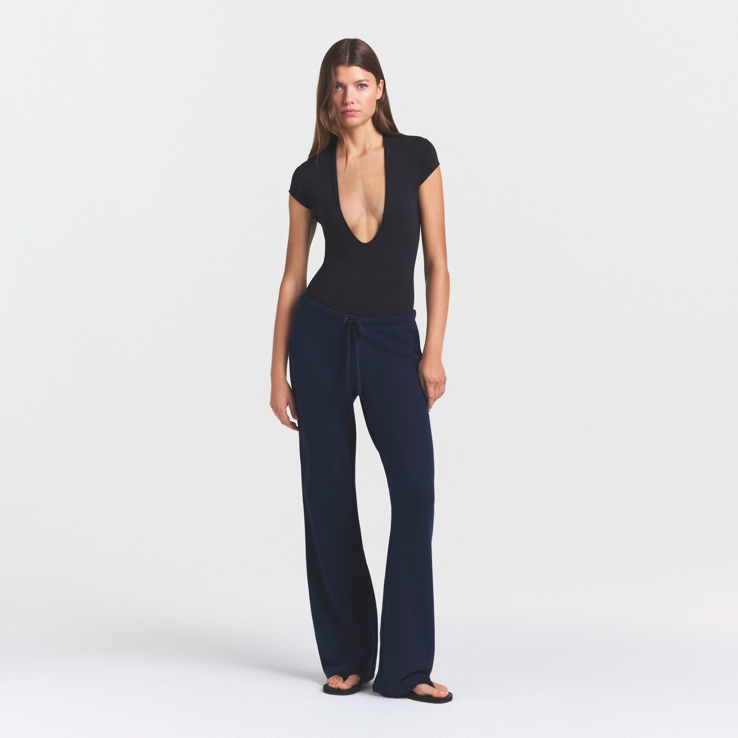 DRAPEY FRENCH TERRY STRAIGHT LEG PANT | NAVY - Image 2
