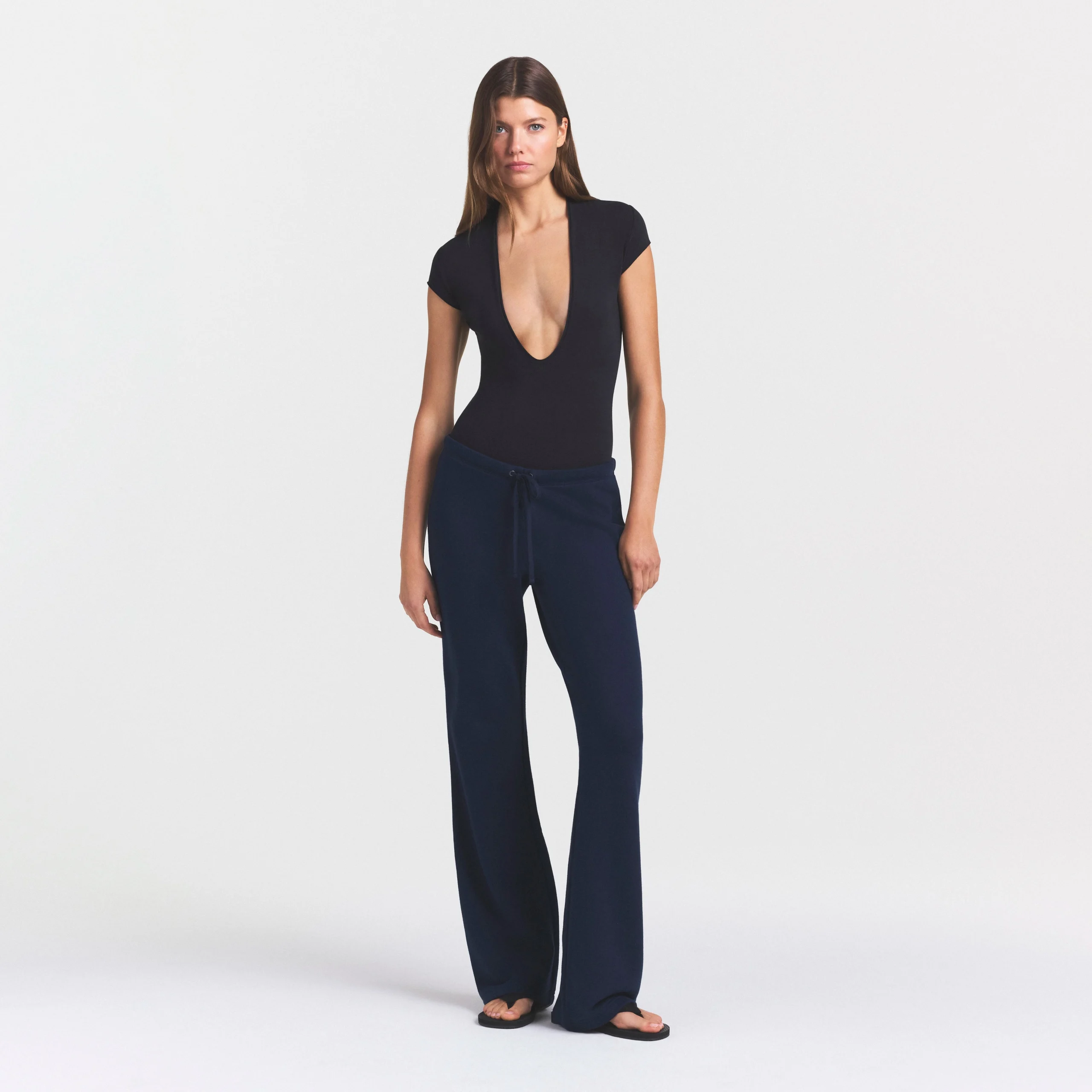 DRAPEY FRENCH TERRY STRAIGHT LEG PANT | NAVY - Image 2