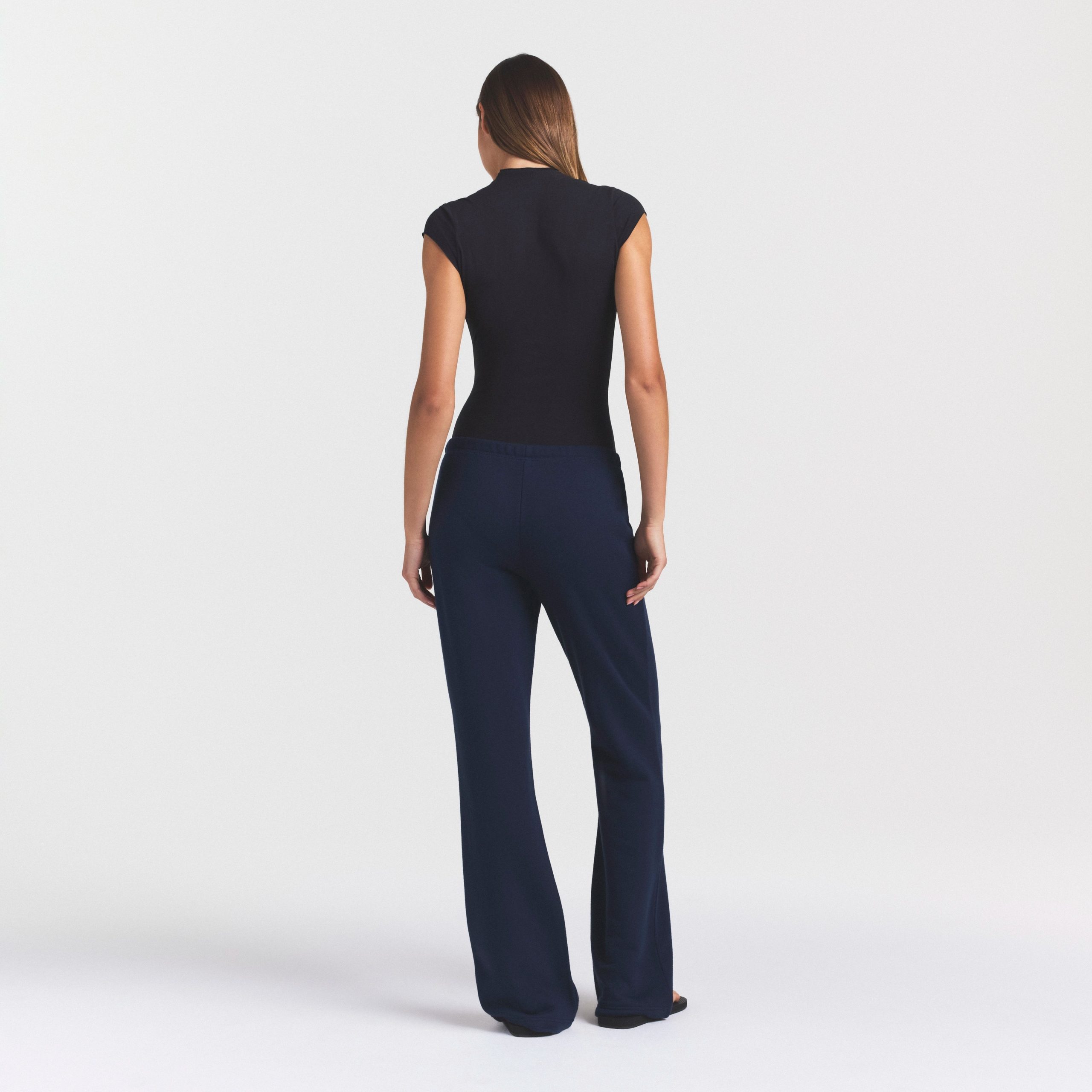 DRAPEY FRENCH TERRY STRAIGHT LEG PANT | NAVY - Image 4