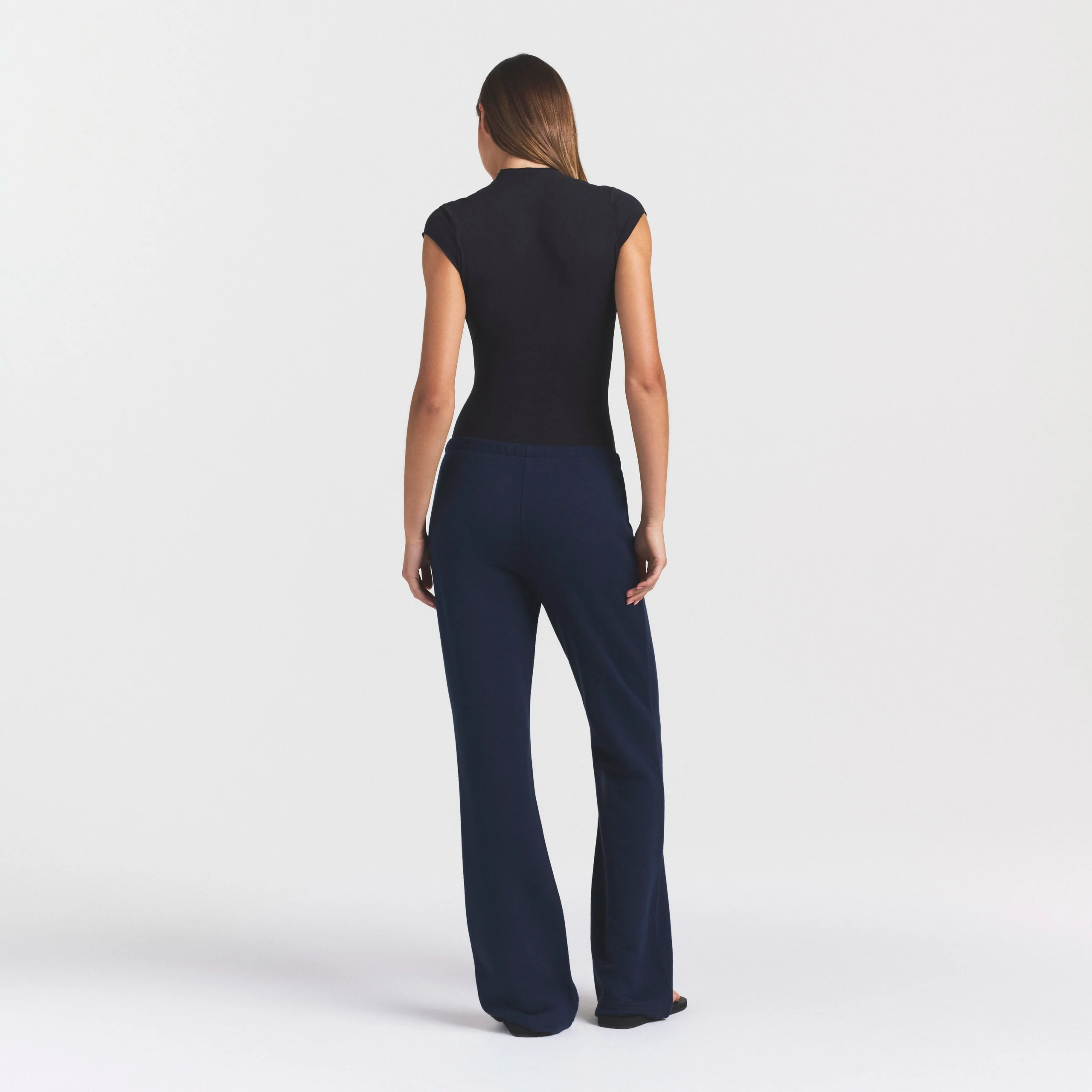 DRAPEY FRENCH TERRY STRAIGHT LEG PANT | NAVY - Image 4