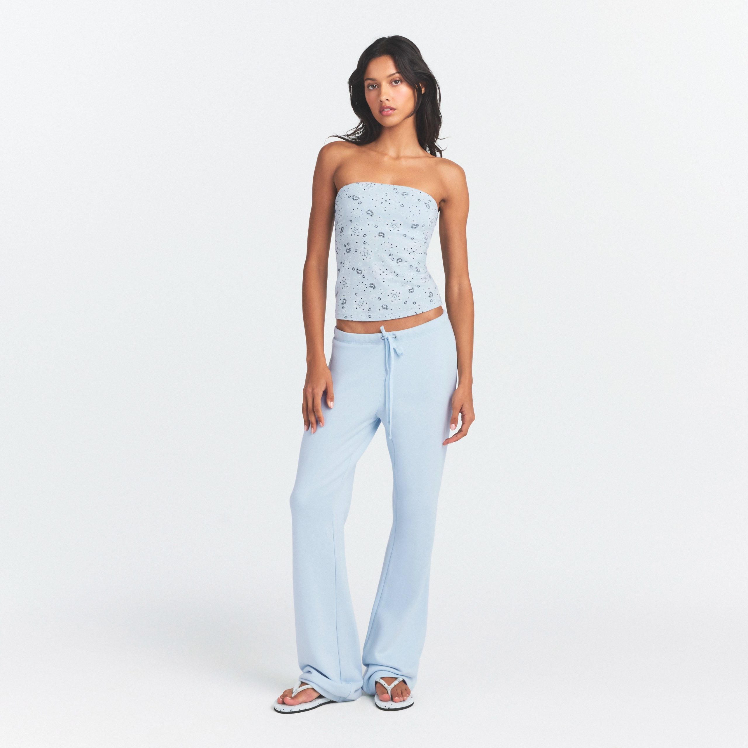 DRAPEY FRENCH TERRY STRAIGHT LEG PANT | POWDER BLUE - Image 2