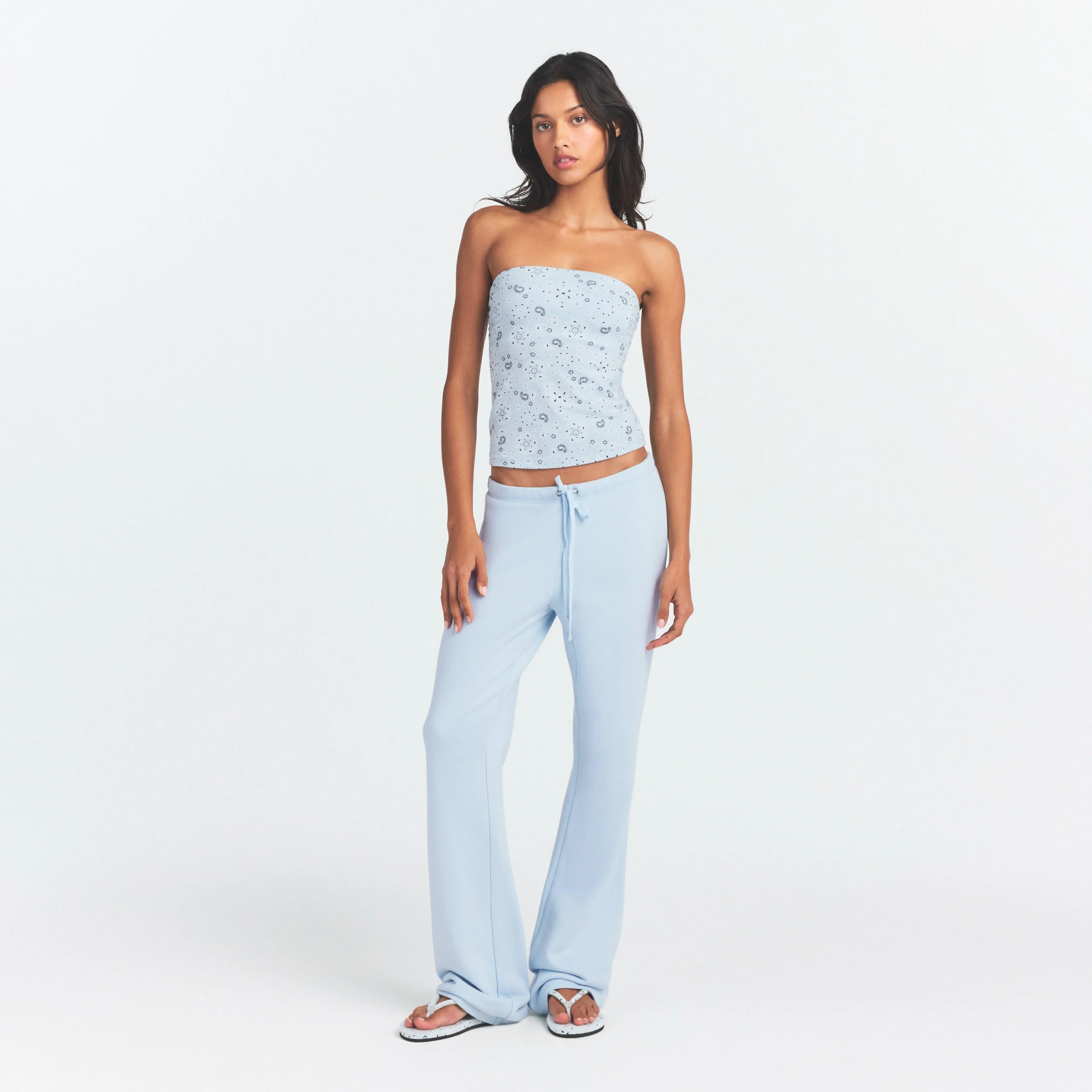 DRAPEY FRENCH TERRY STRAIGHT LEG PANT | POWDER BLUE - Image 2