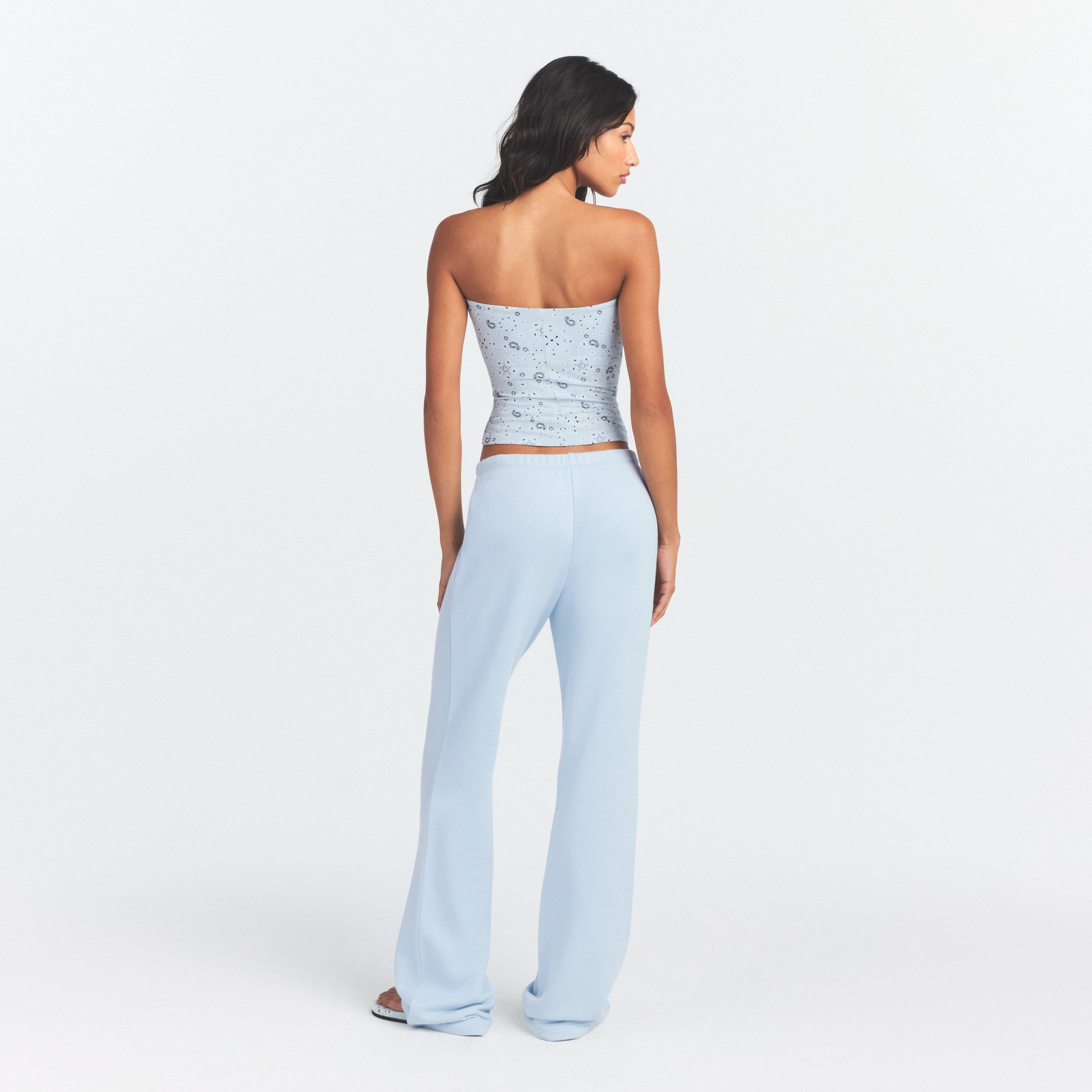 DRAPEY FRENCH TERRY STRAIGHT LEG PANT | POWDER BLUE - Image 5