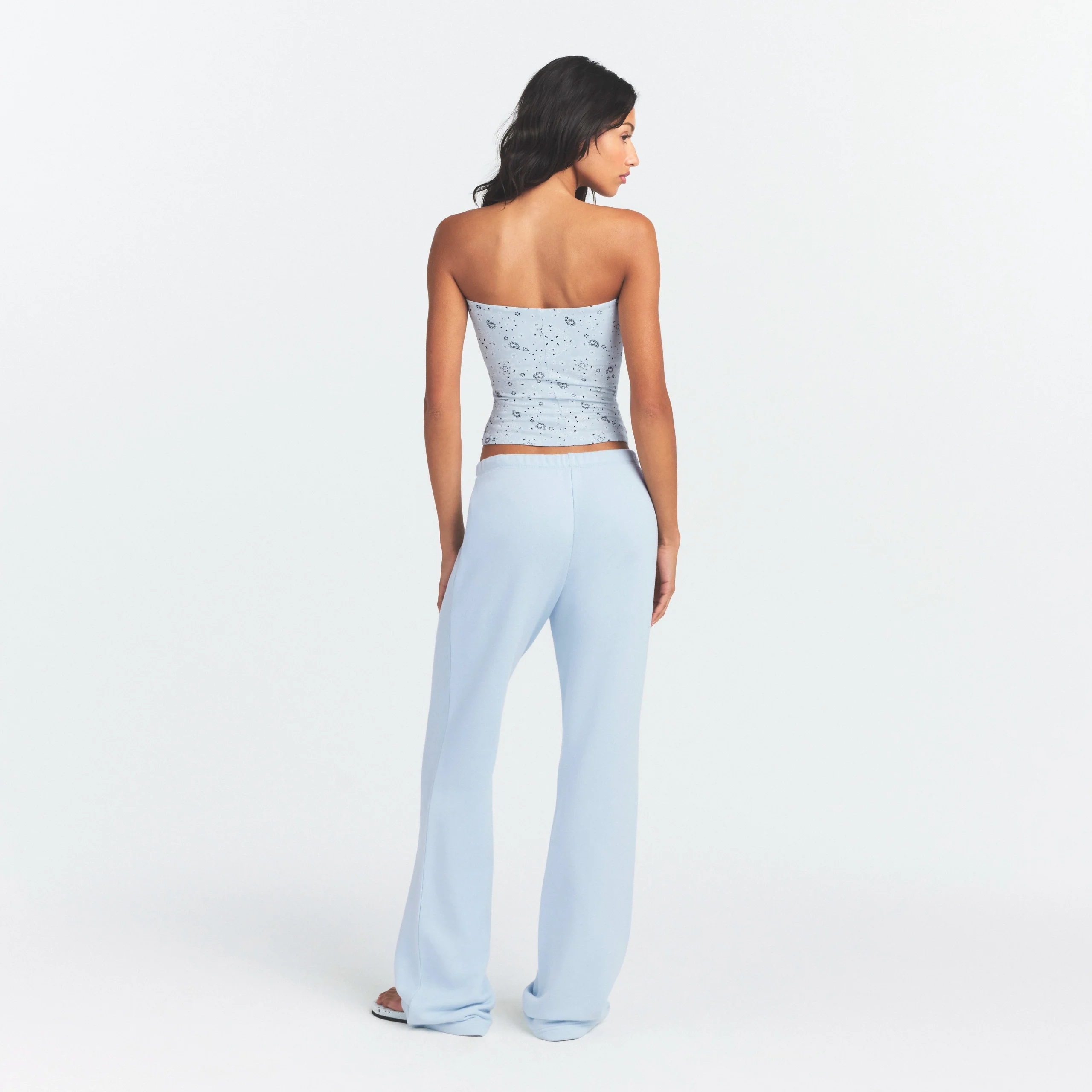 DRAPEY FRENCH TERRY STRAIGHT LEG PANT | POWDER BLUE - Image 5