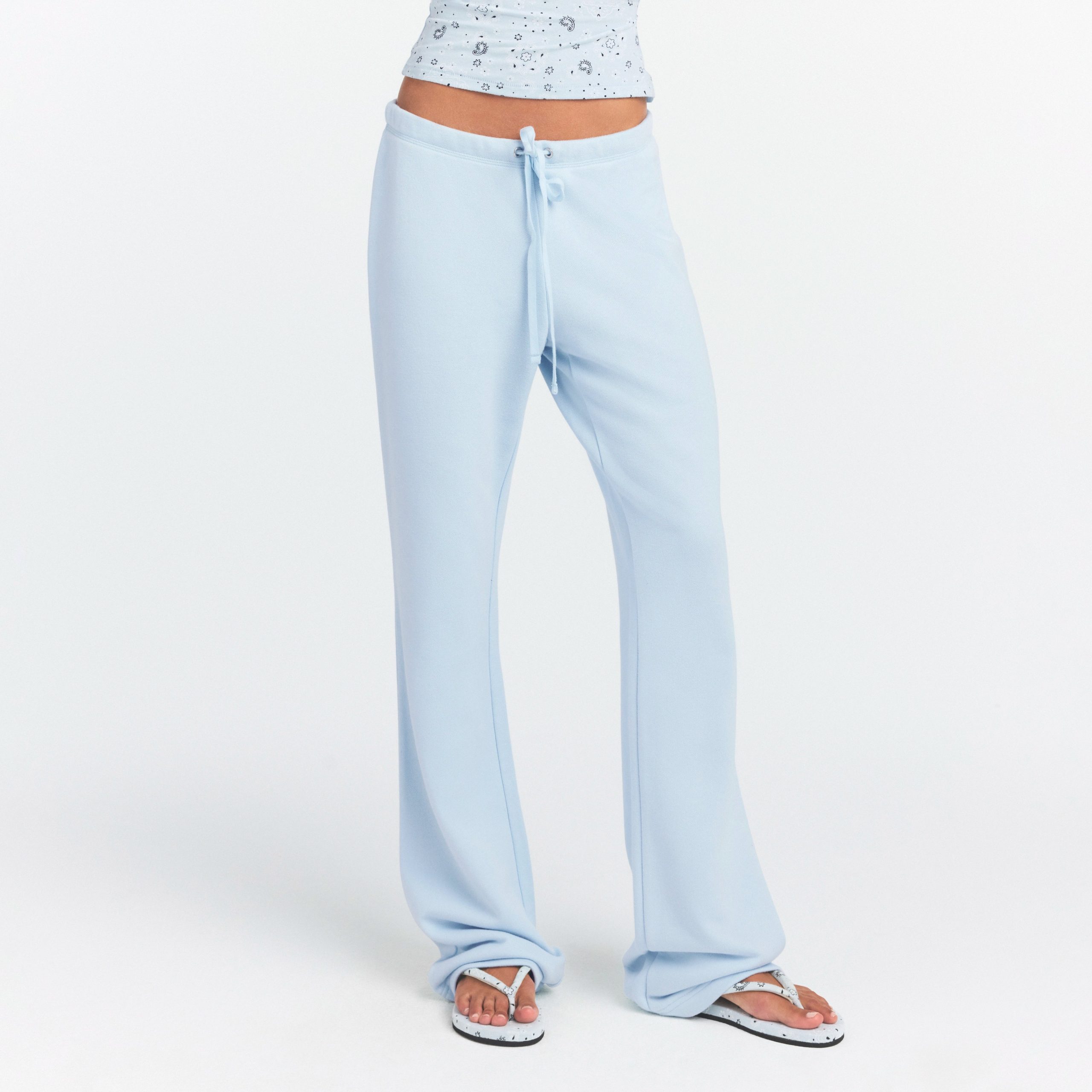 DRAPEY FRENCH TERRY STRAIGHT LEG PANT | POWDER BLUE - Image 3