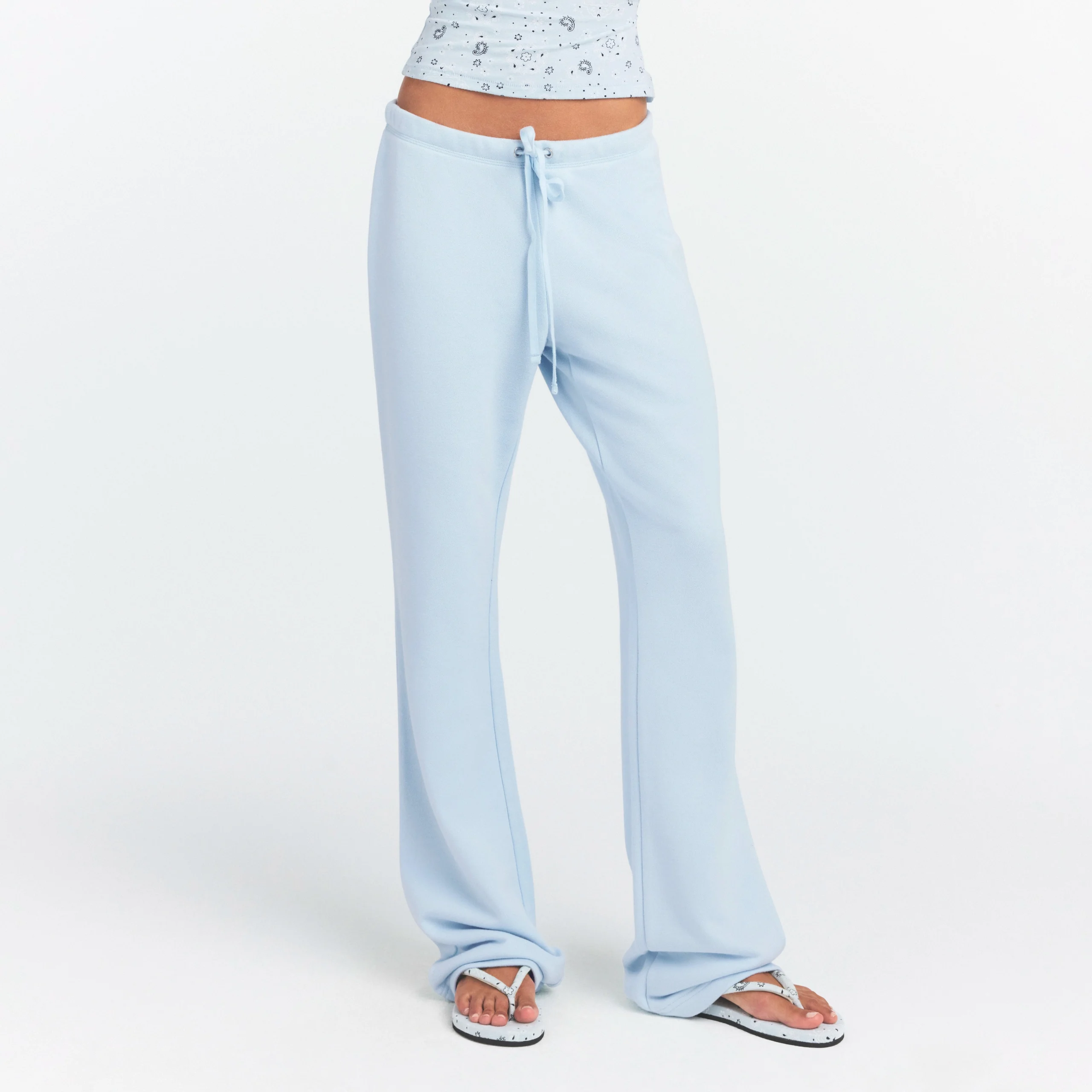 DRAPEY FRENCH TERRY STRAIGHT LEG PANT | POWDER BLUE - Image 3
