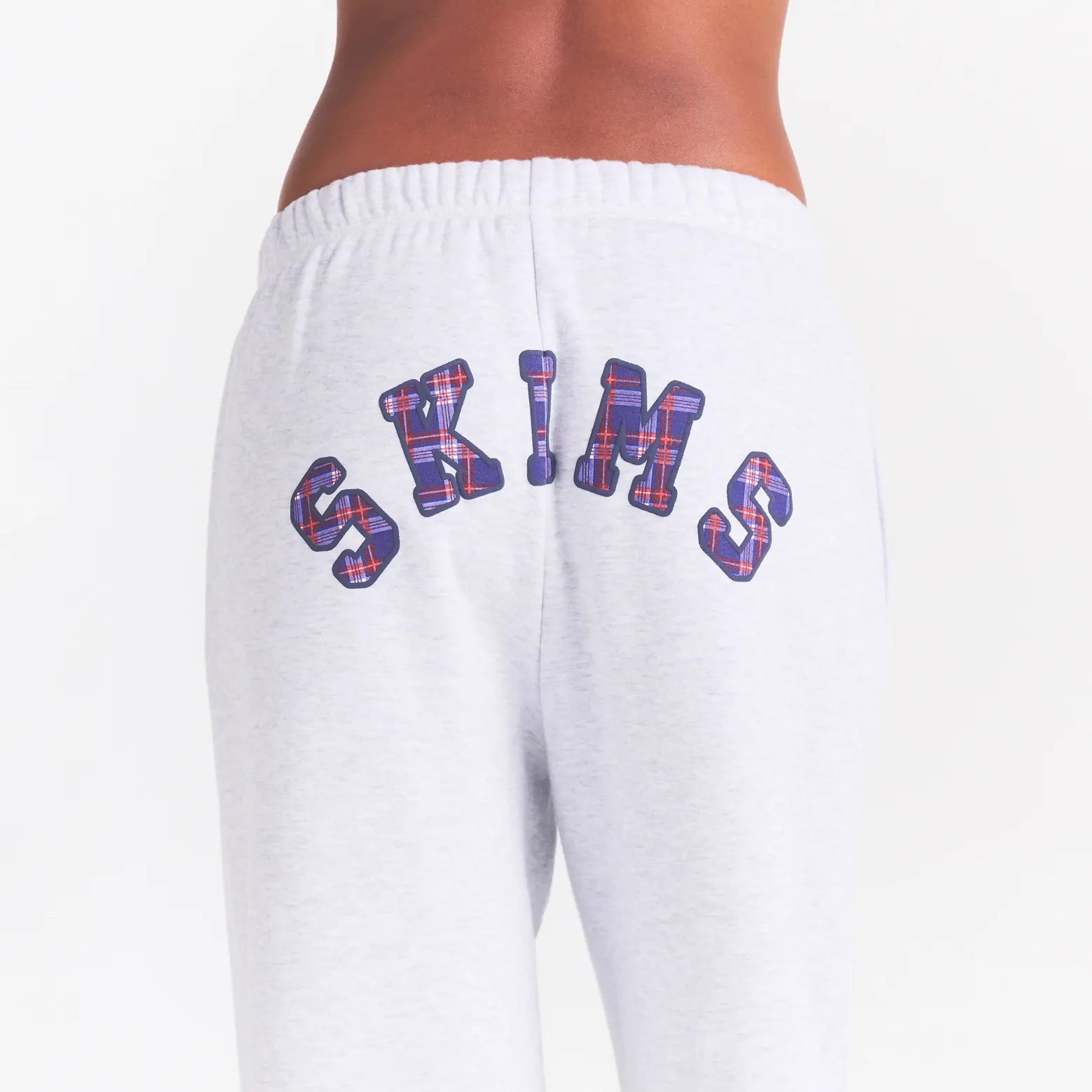 COTTON FLEECE CLASSIC STRAIGHT LEG PANT | LIGHT HEATHER GREY ARCHED SKIMS PLAID - Image 3