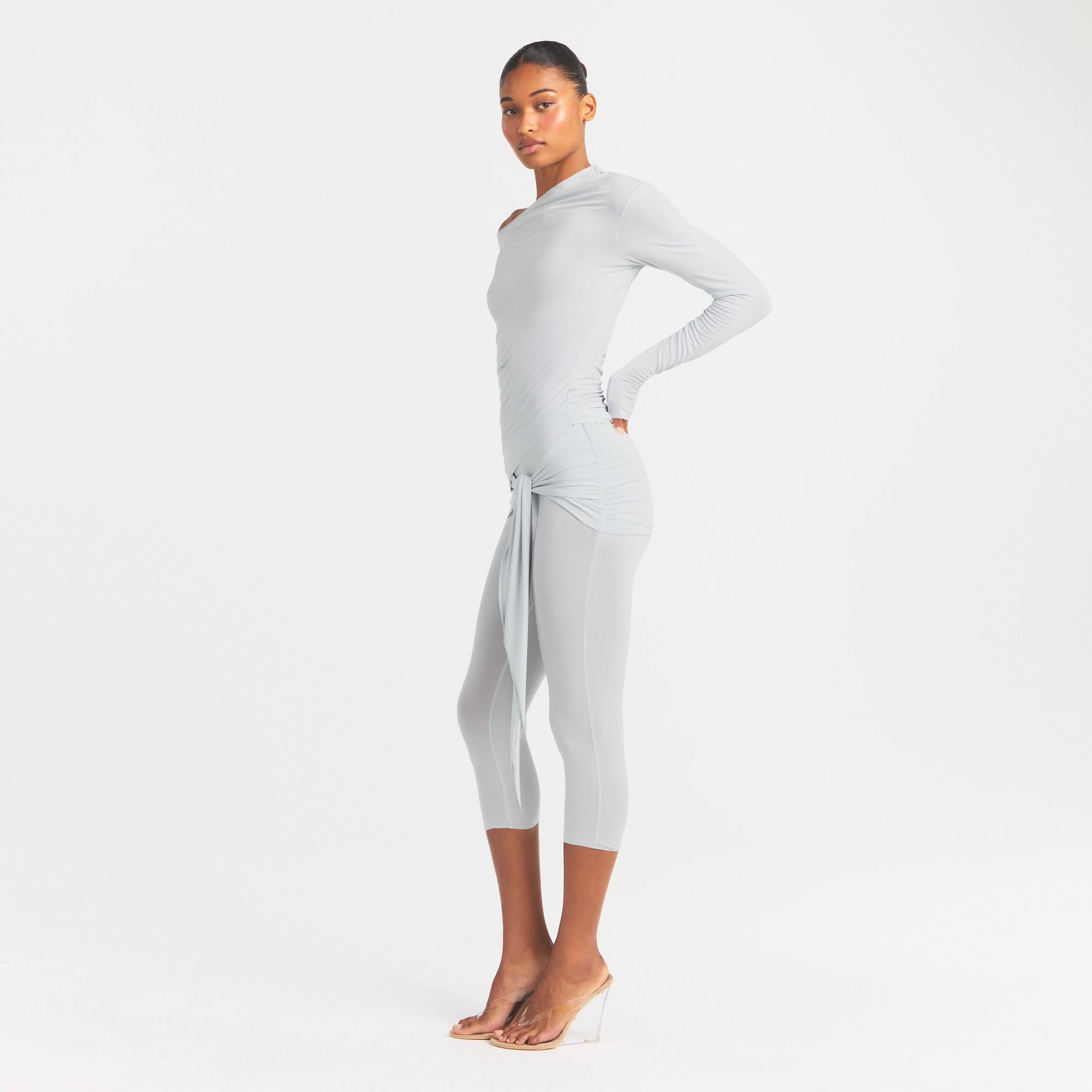 CUPRO JERSEY WRAP CAPRI | PEARL - Image 3