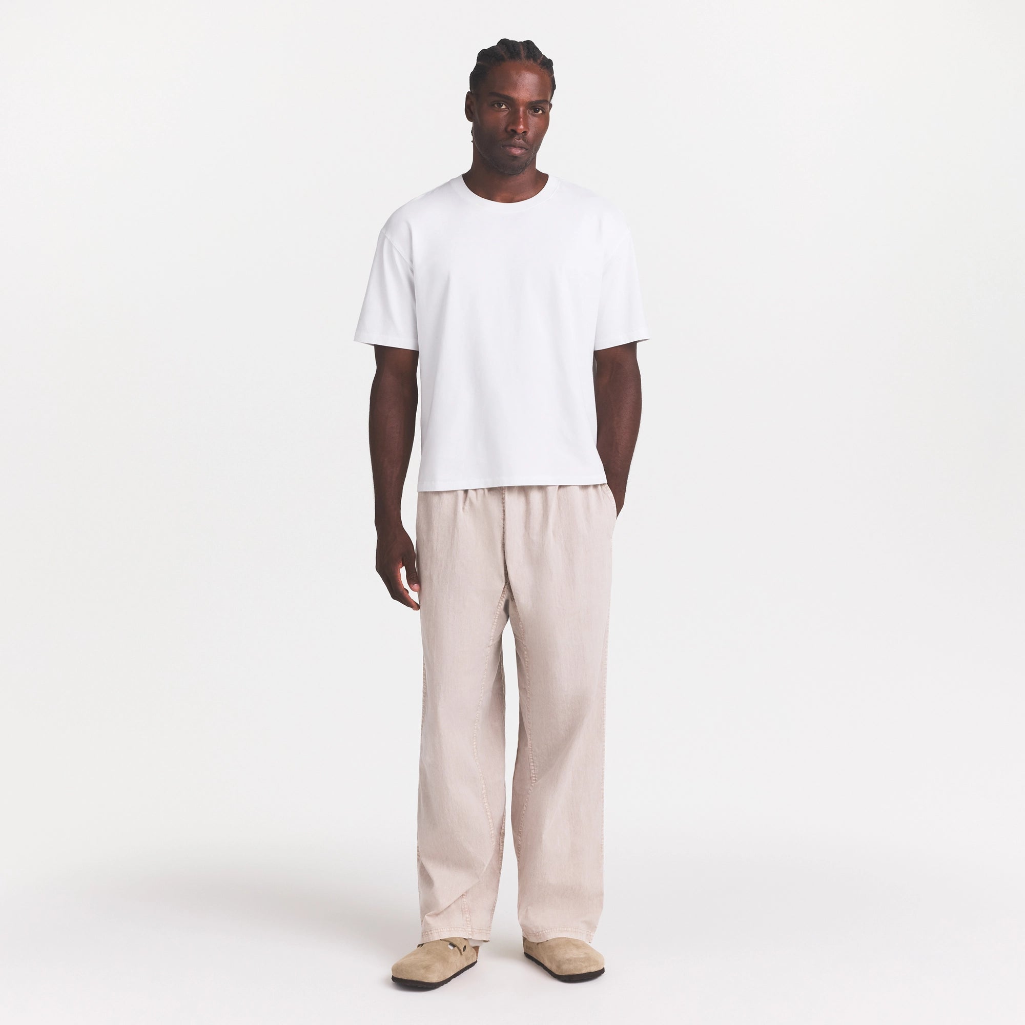 WOVEN MENS PULL-ON PANT | STONE