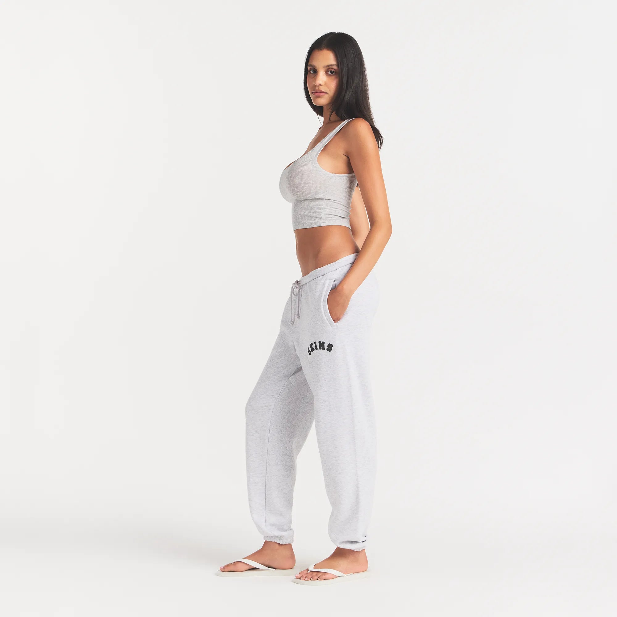 COTTON FLEECE LOGO CLASSIC JOGGER | LIGHT HEATHER GREY WITH ONYX LOGO - Image 4