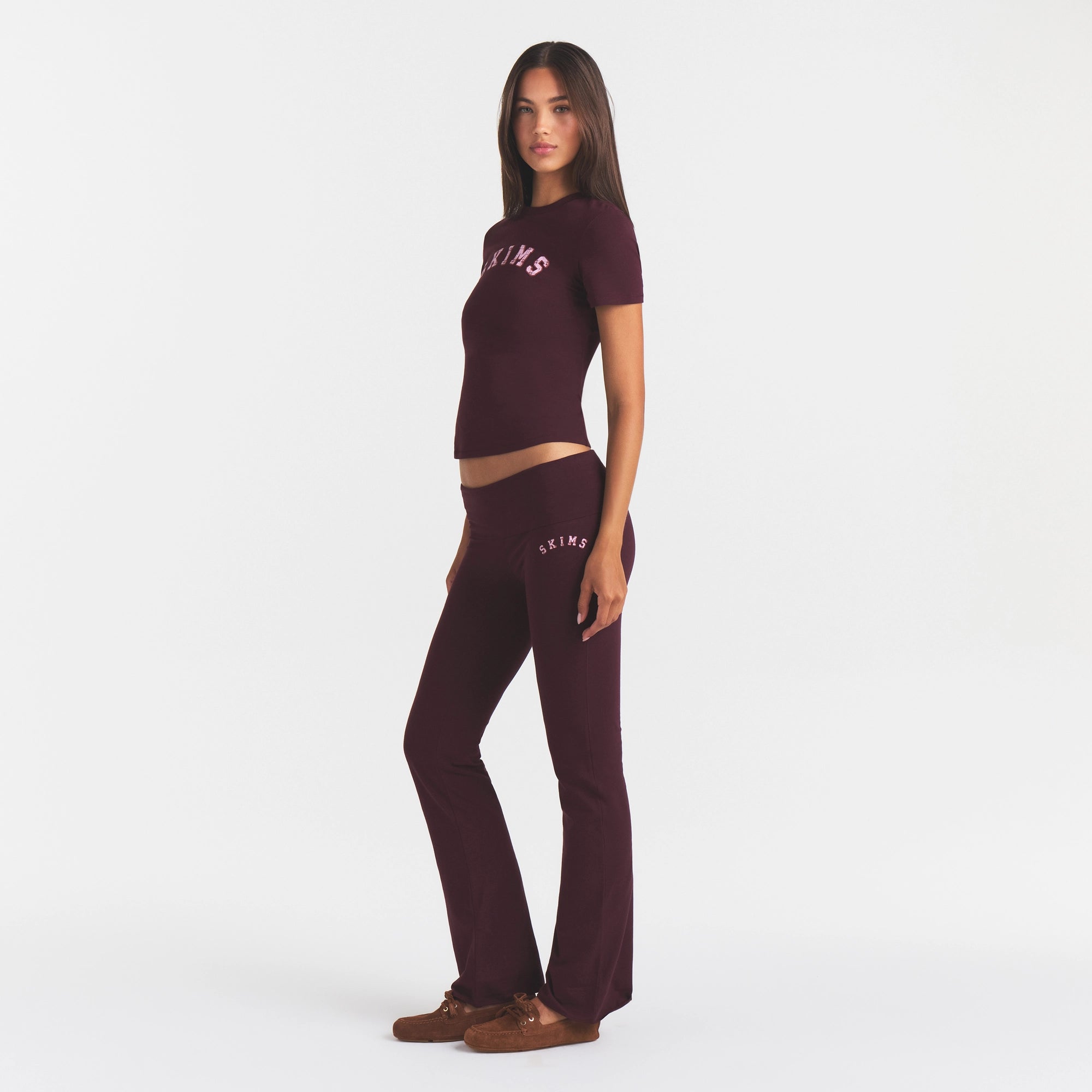 COTTON JERSEY LOGO FOLDOVER PANT | CURRANT ARCHED SKIMS PLAID - Image 3