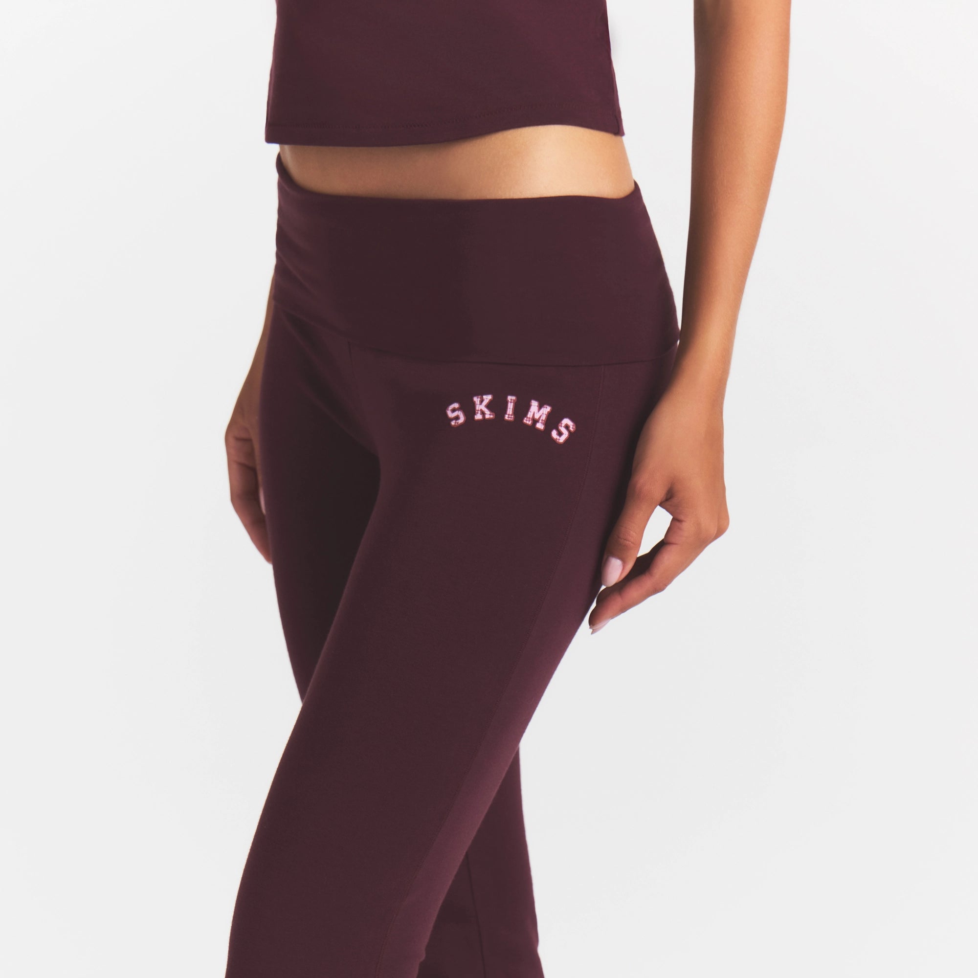 COTTON JERSEY LOGO FOLDOVER PANT | CURRANT ARCHED SKIMS PLAID - Image 4