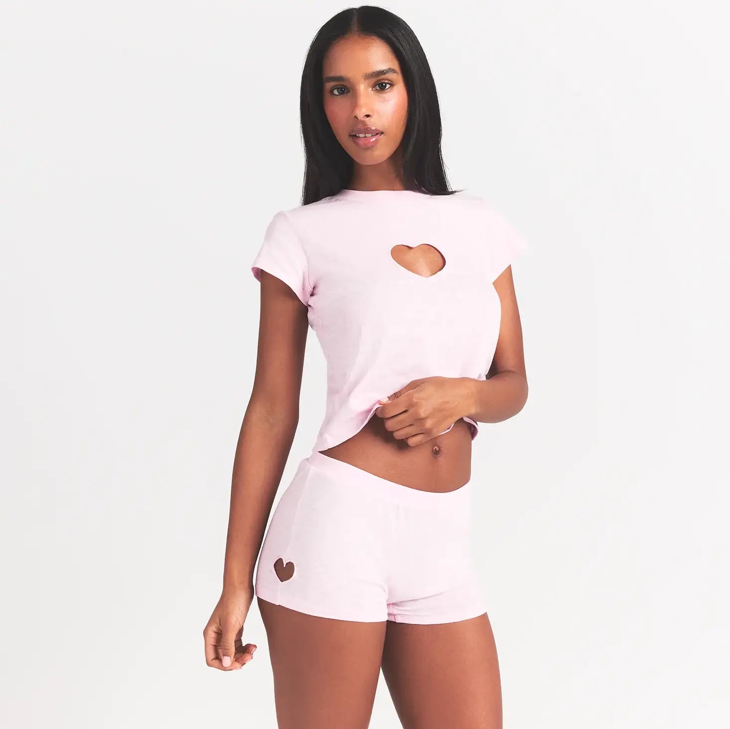 WORN IN JERSEY HEART MICRO SHORT | BABY PINK - Image 3