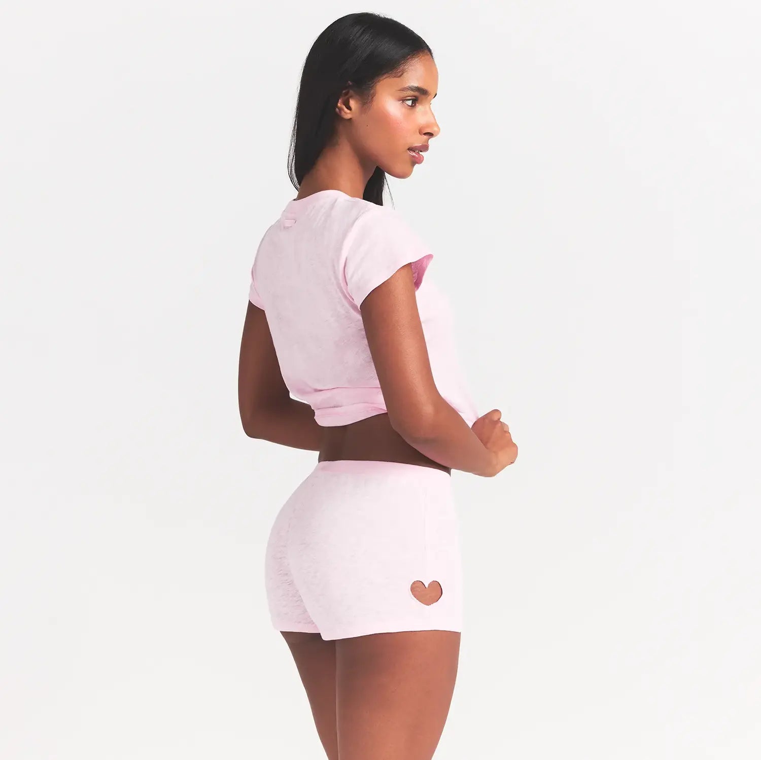 WORN IN JERSEY HEART MICRO SHORT | BABY PINK - Image 4