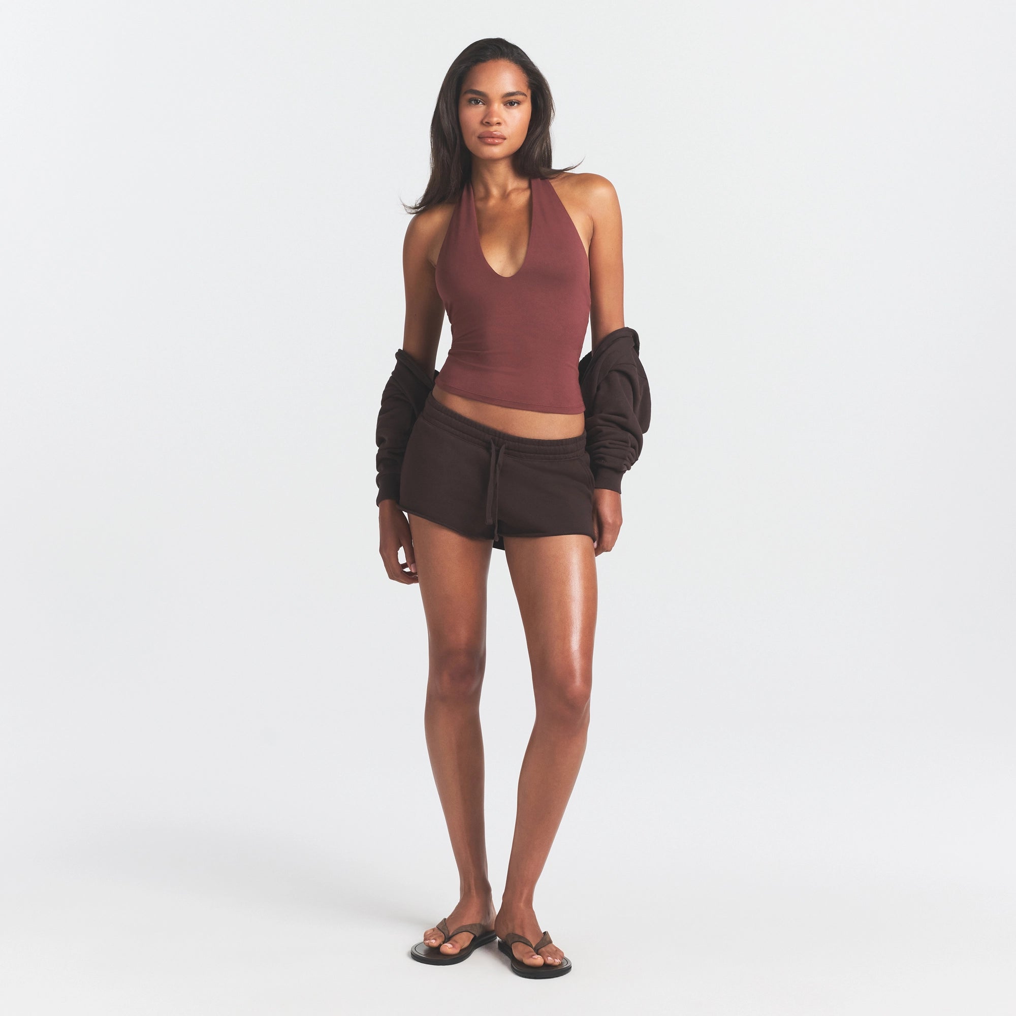 FRENCH TERRY RAW EDGE SHORT | ESPRESSO - Image 2