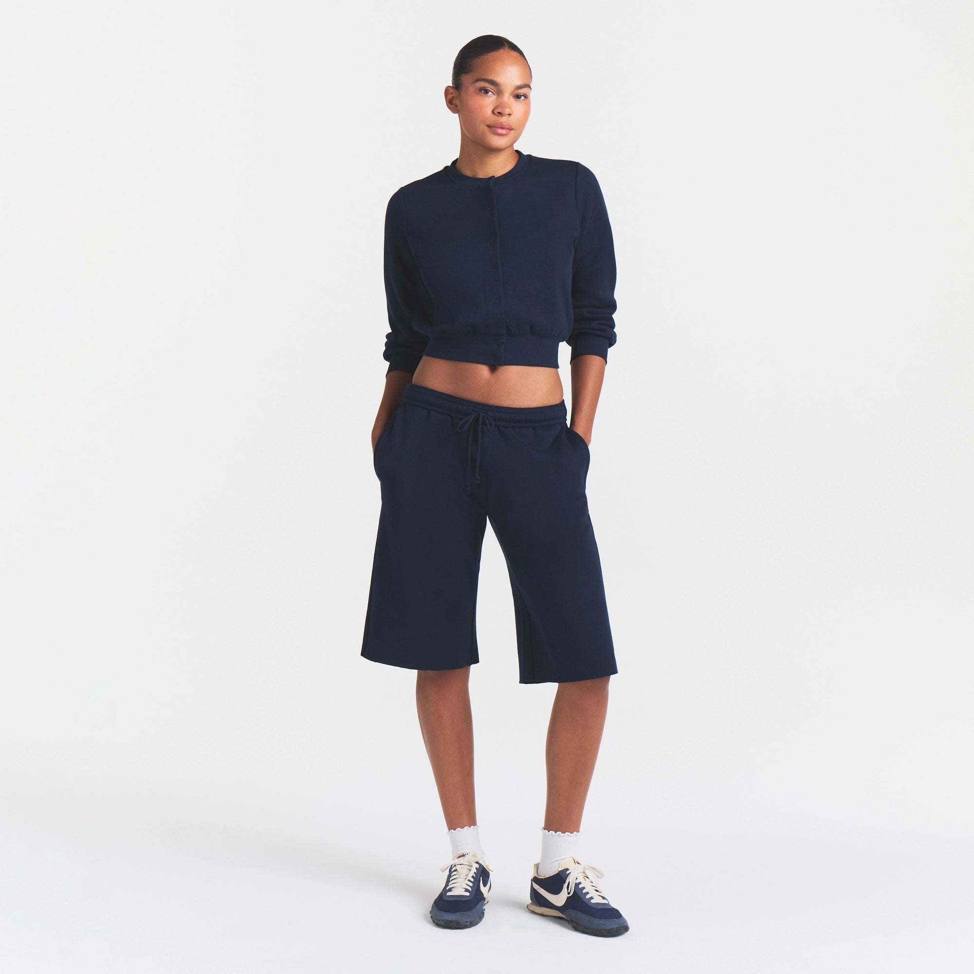 COTTON FLEECE LONG SHORT | NAVY - Image 2