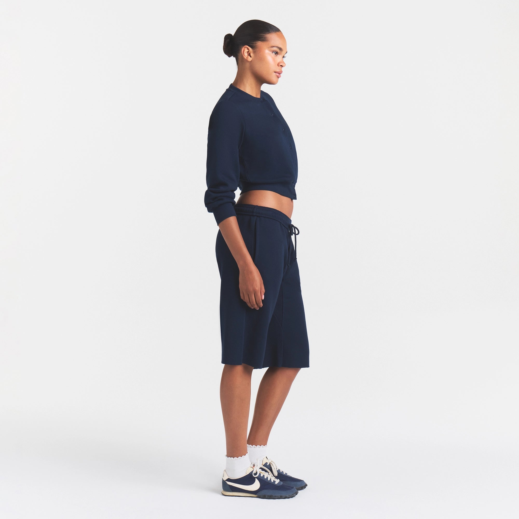 COTTON FLEECE LONG SHORT | NAVY - Image 4