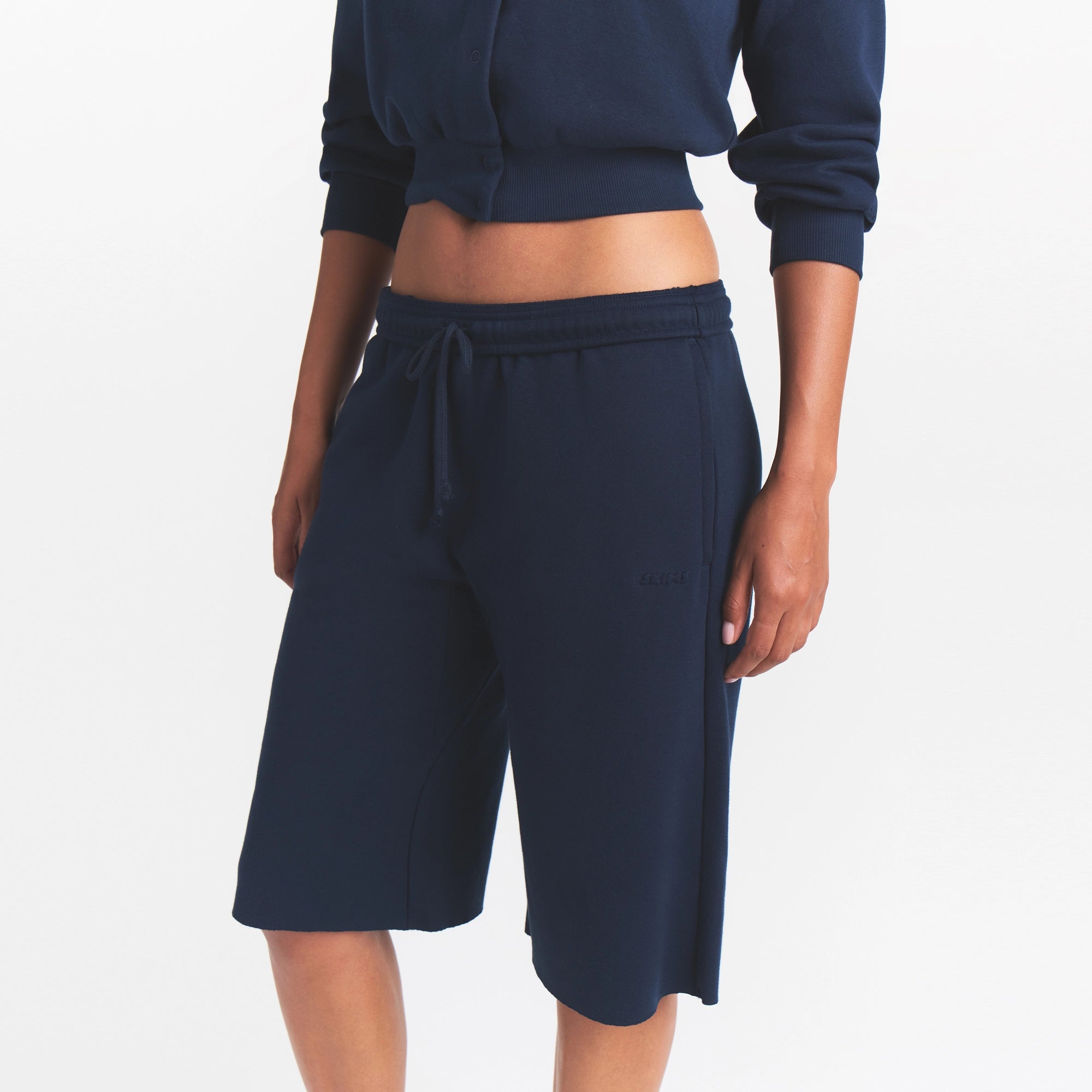 COTTON FLEECE LONG SHORT | NAVY - Image 3