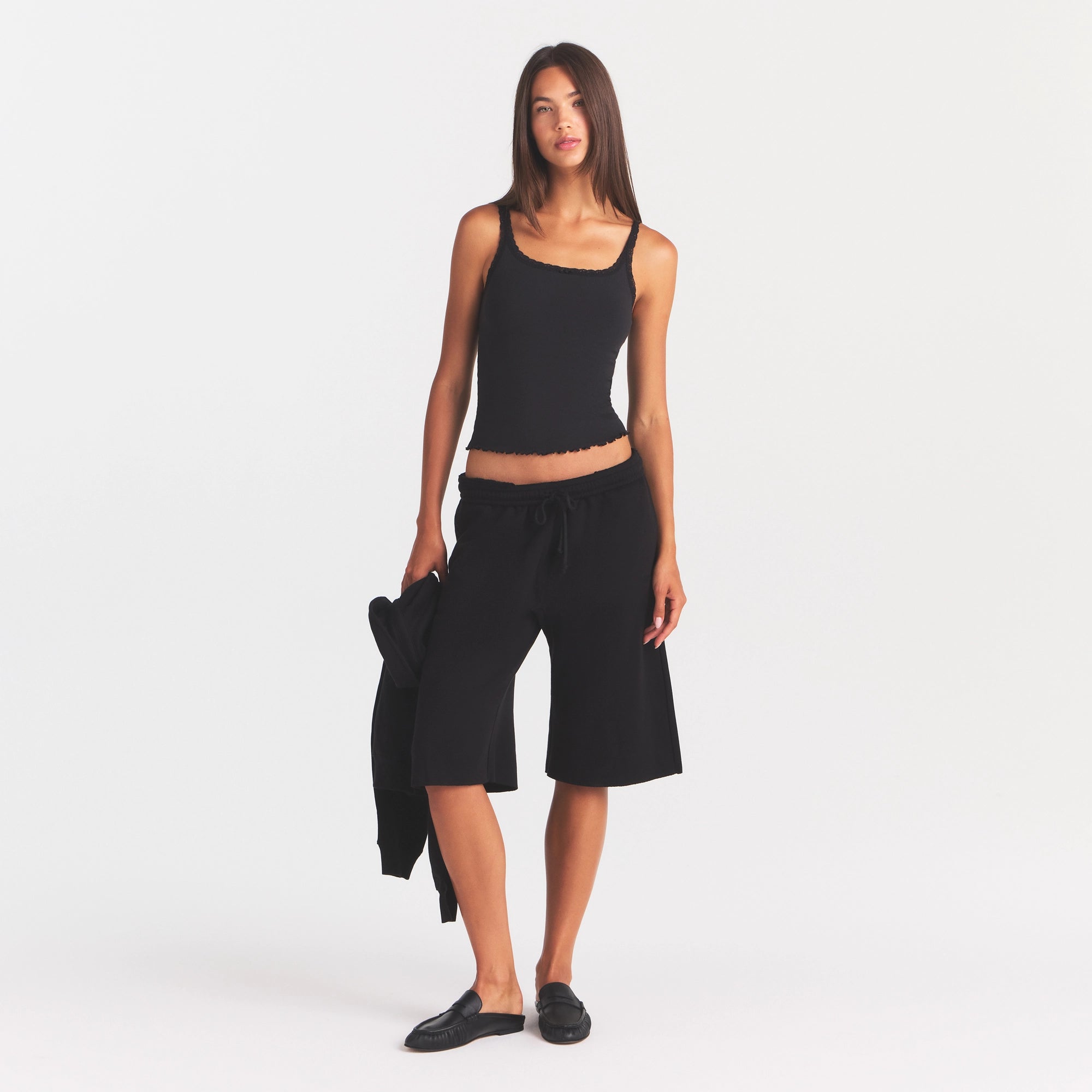COTTON FLEECE LONG SHORT | ONYX - Image 2