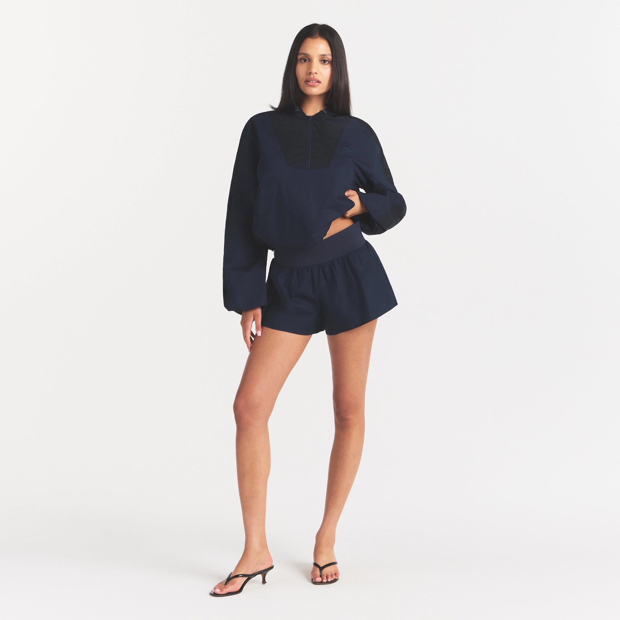 WOVEN COTTON FLUTTER SHORT | NAVY - Image 2