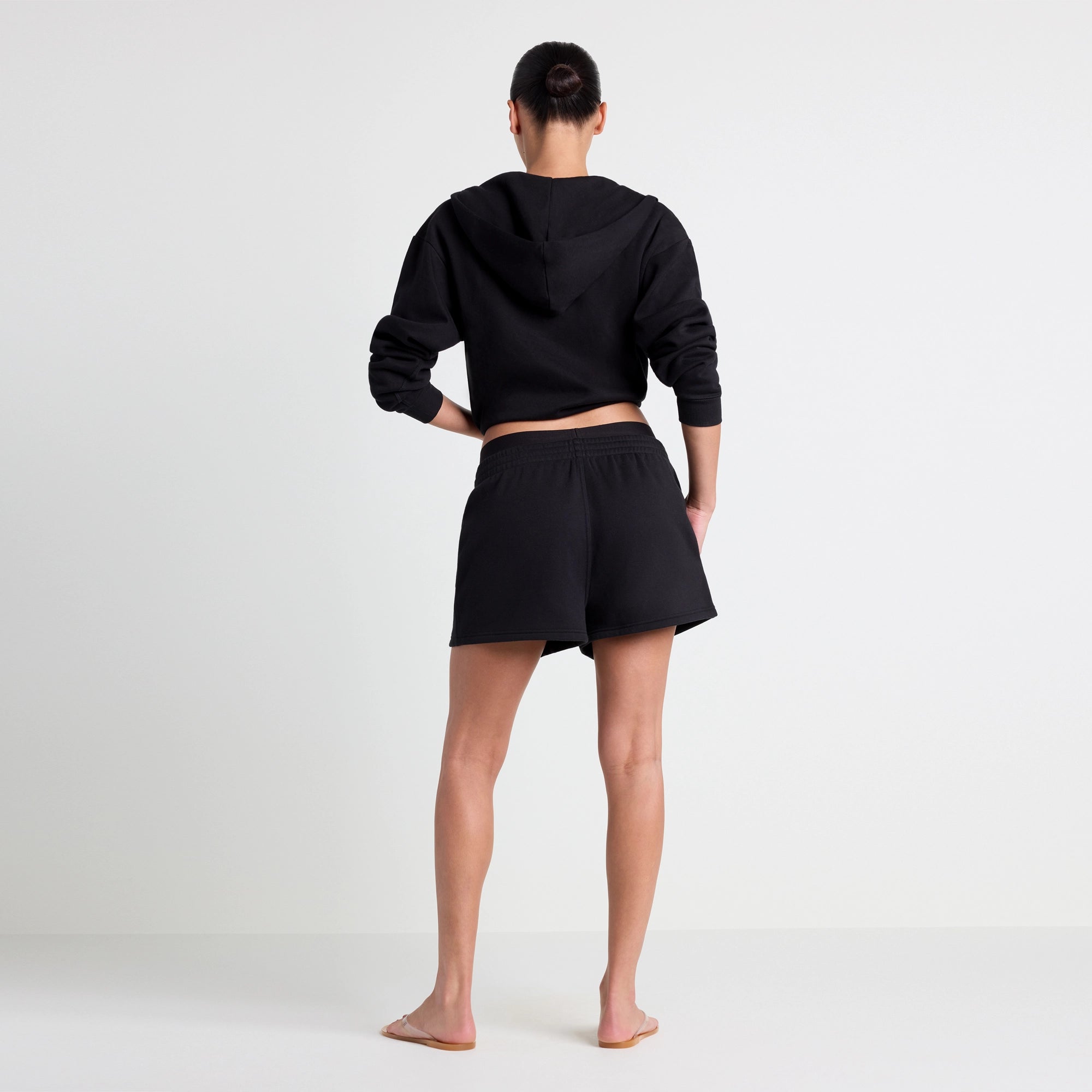 COTTON FLEECE DOUBLE WAISTBAND SHORT | ONYX - Image 6