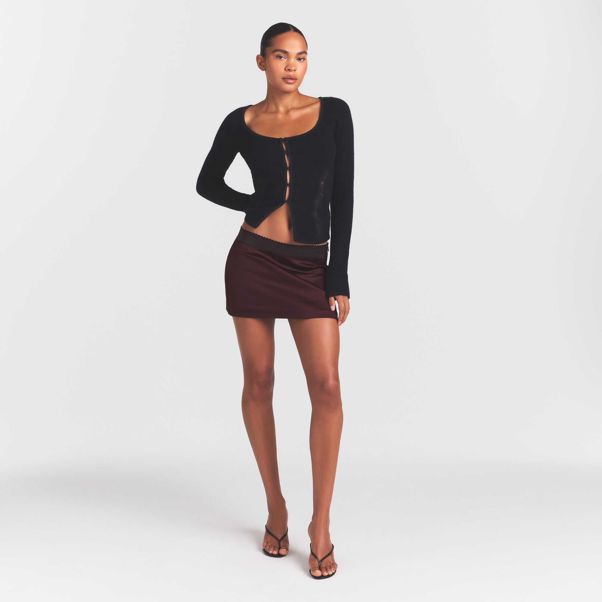 SATIN MINI SKIRT | CURRANT - Image 2