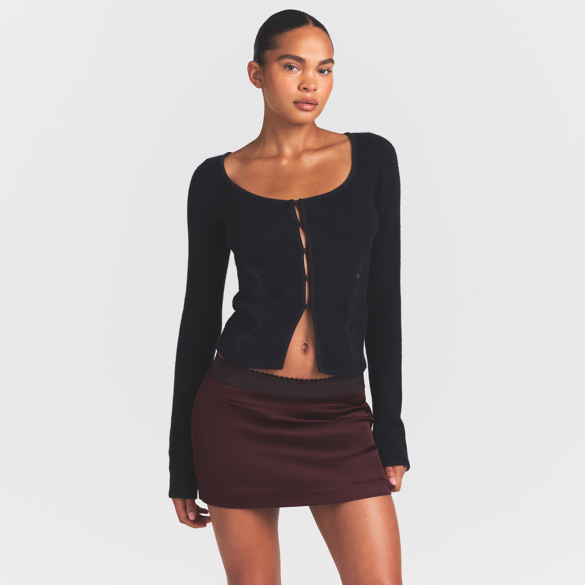 SATIN MINI SKIRT | CURRANT - Image 3