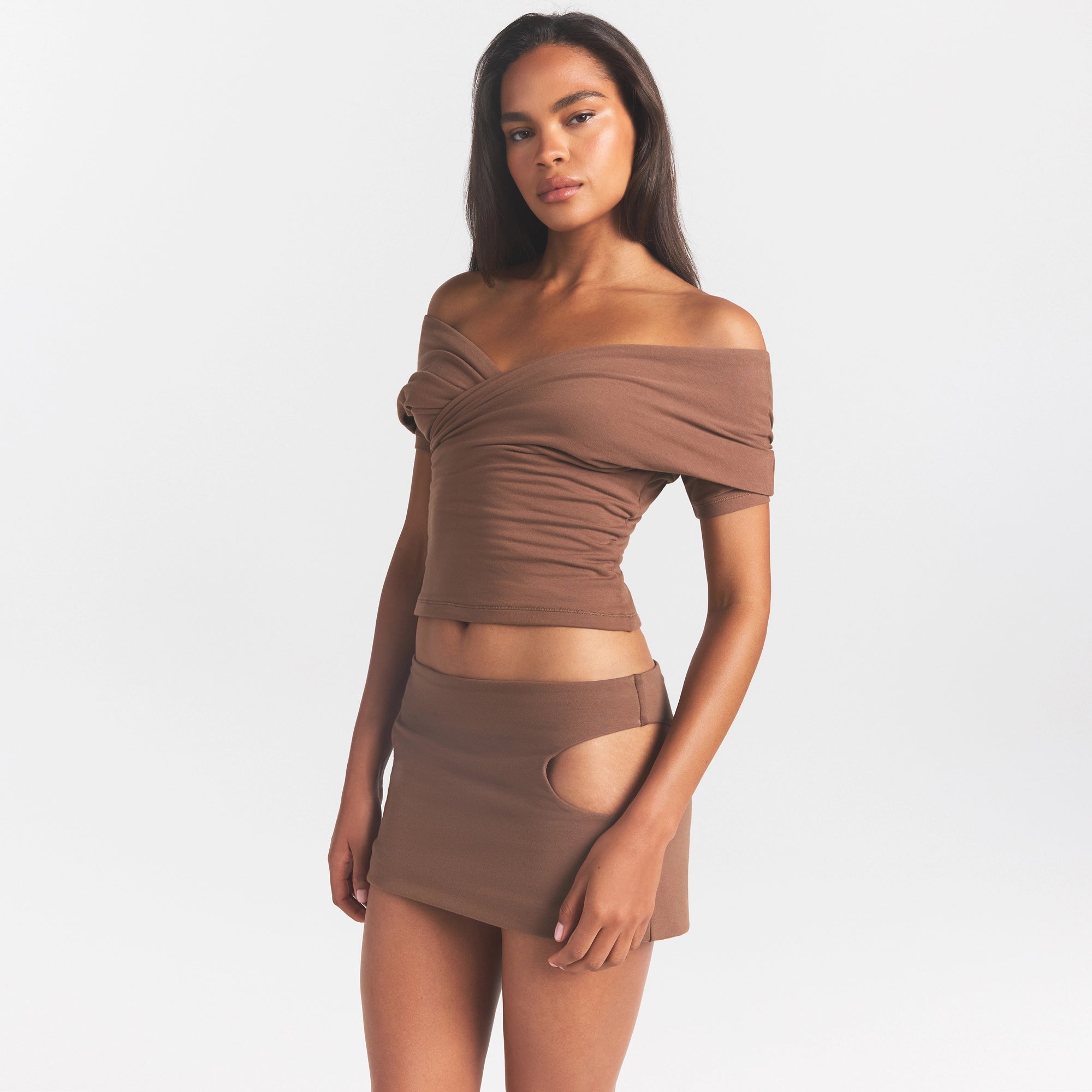 COTTON JERSEY CUT OUT MINI SKIRT | JASPER - Image 3