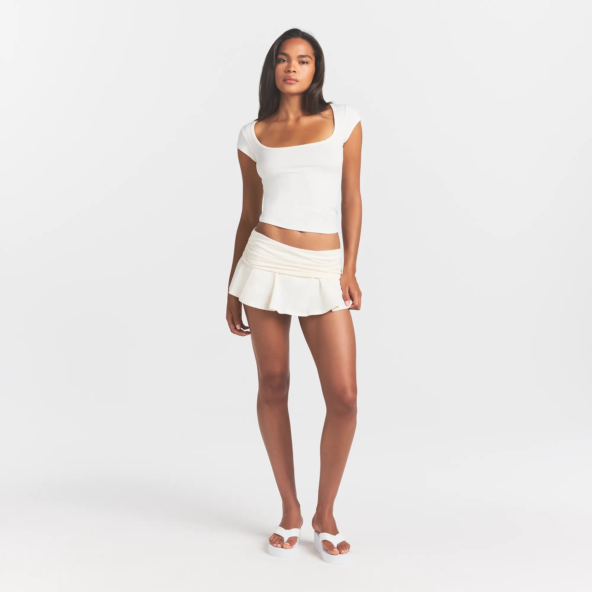 COTTON JERSEY FOLDOVER MINI SKORT | MARBLE - Image 2