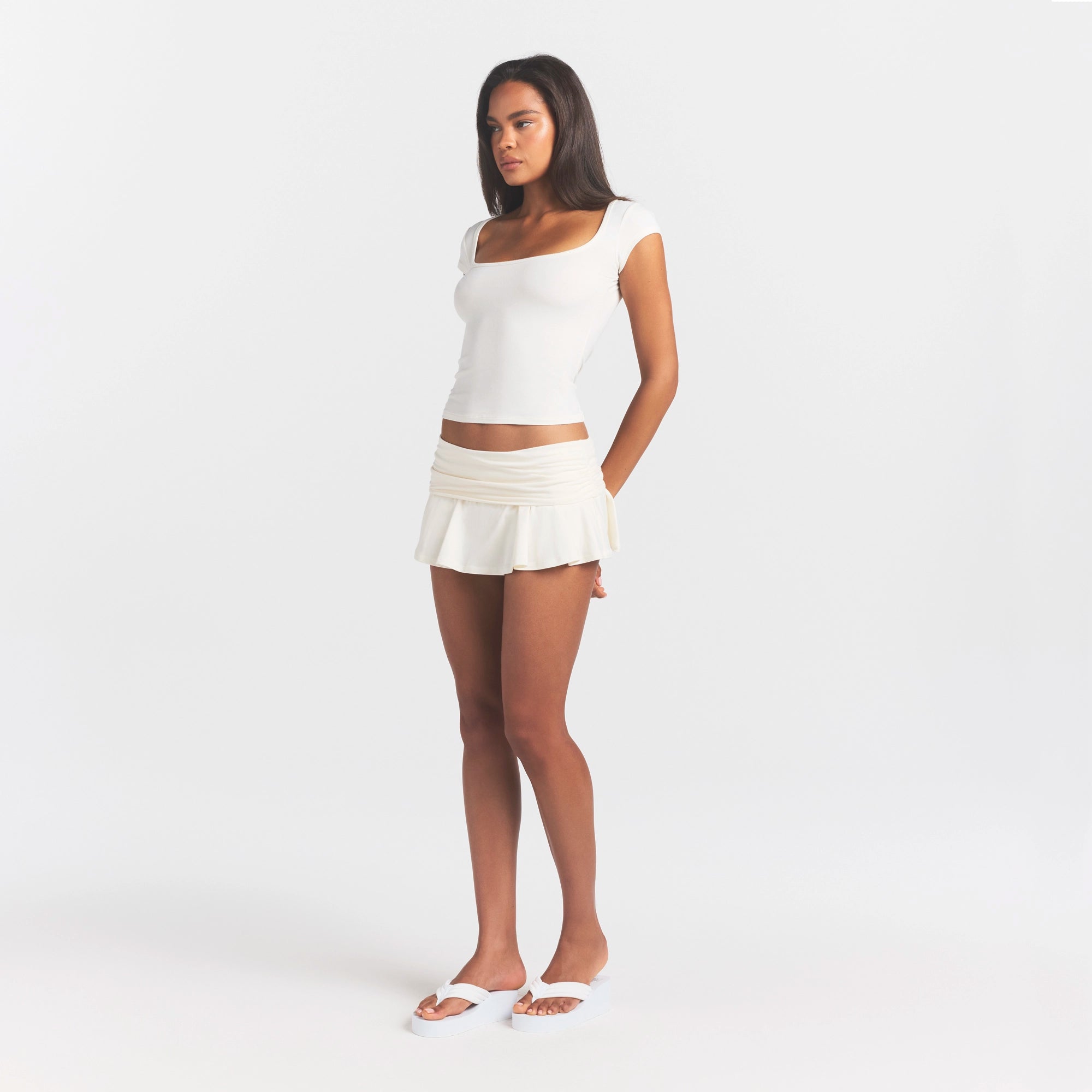 COTTON JERSEY FOLDOVER MINI SKORT | MARBLE - Image 5