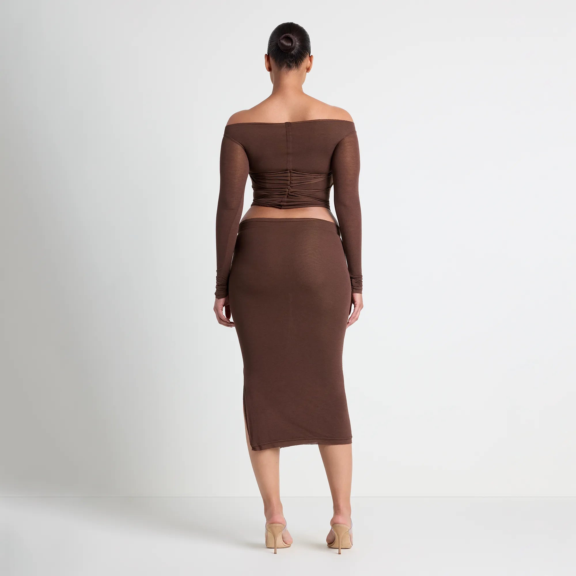 VETTESE X SKIMS SHEER MODAL MIDI SKIRT | COCOA - Image 5