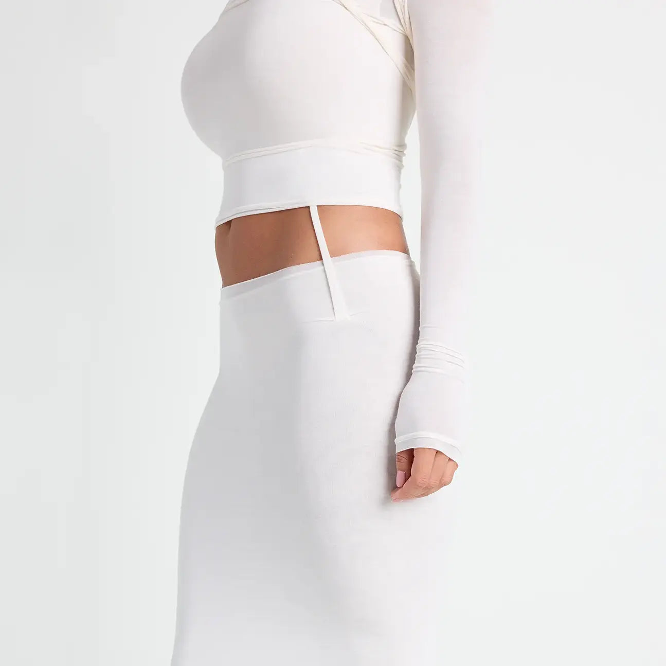 VETTESE X SKIMS SHEER MODAL MIDI SKIRT | ECRU - Image 3