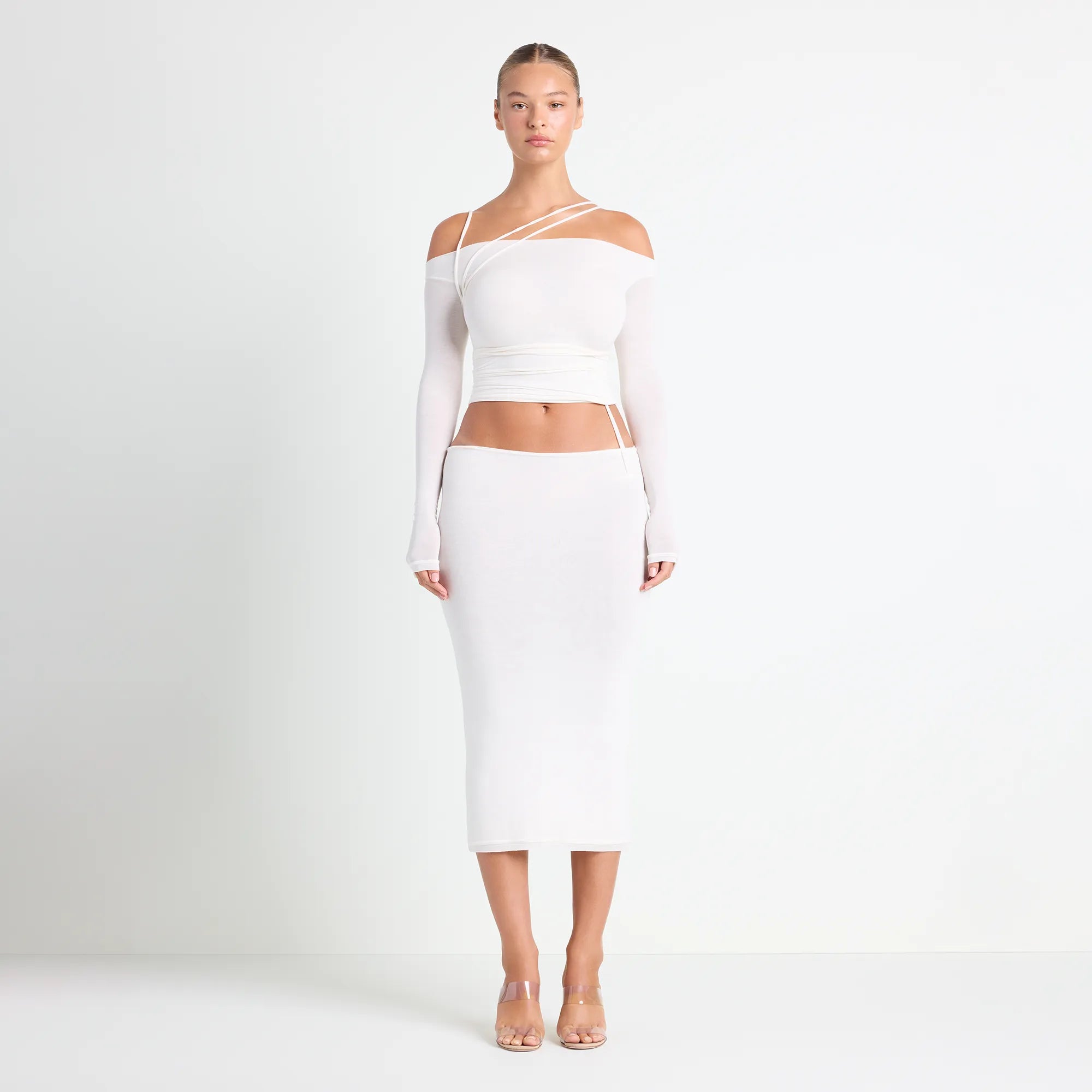 VETTESE X SKIMS SHEER MODAL MIDI SKIRT | ECRU - Image 2